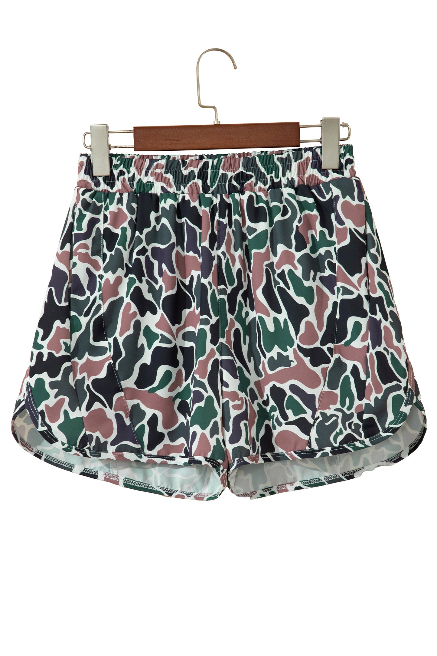 Multicolour Camouflage Print Athletic Lined Shorts-Bottoms/Casual Shorts-[Adult]-[Female]-2022 Online Blue Zone Planet