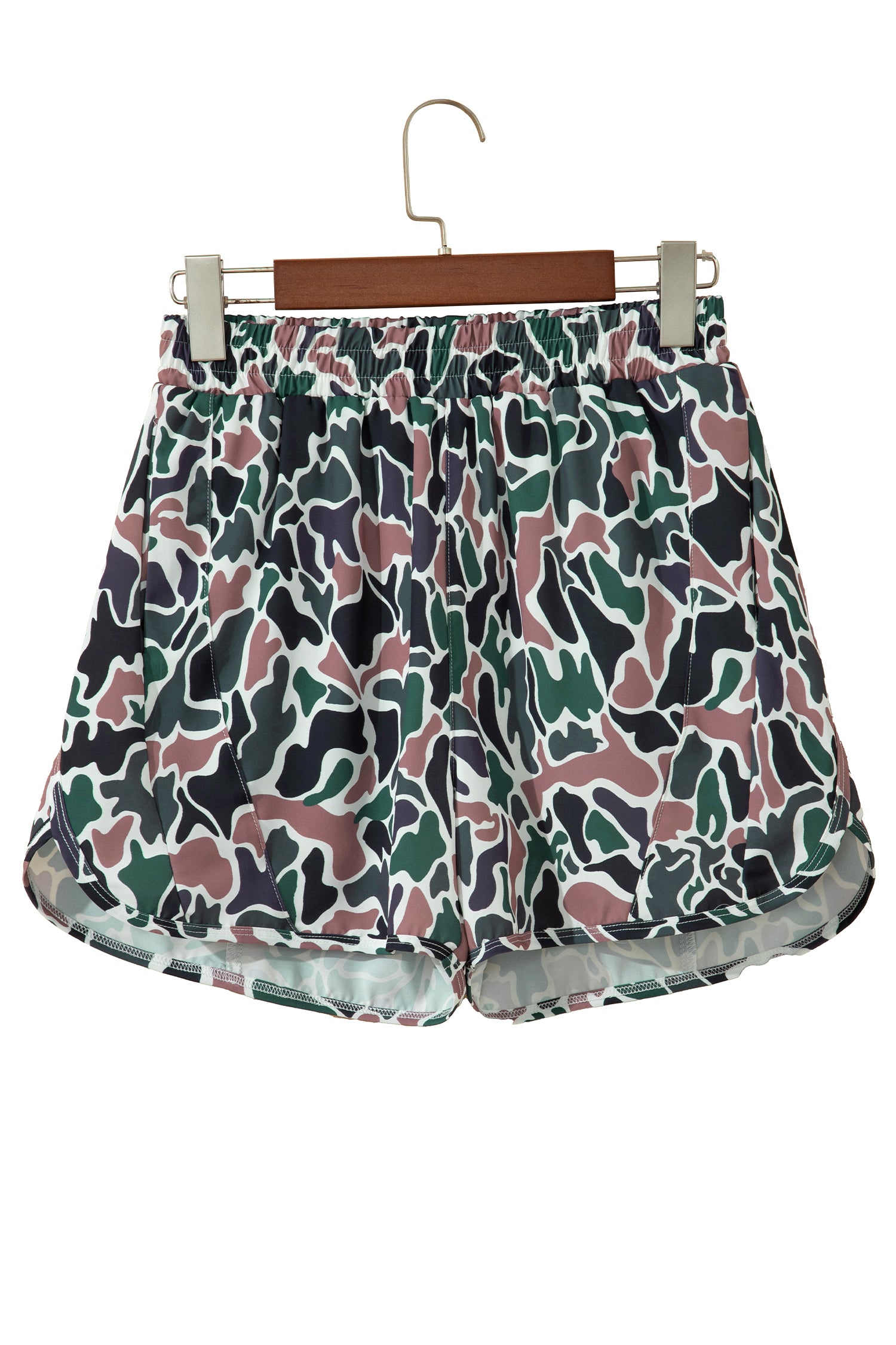 Multicolour Camouflage Print Athletic Lined Shorts-Bottoms/Casual Shorts-[Adult]-[Female]-2022 Online Blue Zone Planet