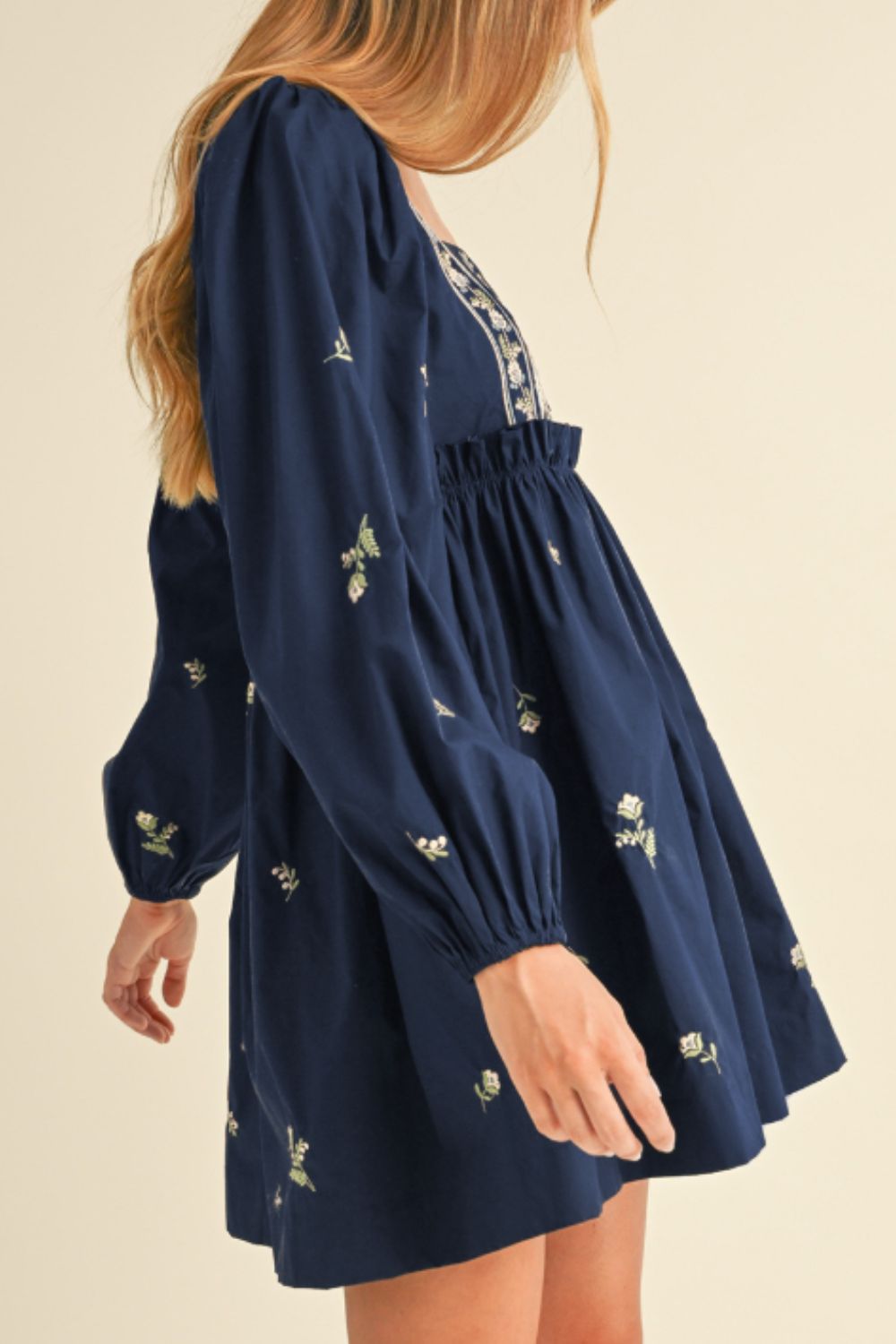 Floral Square Neck Balloon Sleeve Mini Dress-TOPS / DRESSES-[Adult]-[Female]-2022 Online Blue Zone Planet