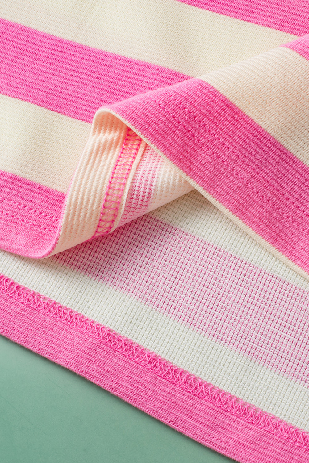 Pink Stripe V Neck Collared Cap Sleeve Top-Tops/Tops & Tees-[Adult]-[Female]-2022 Online Blue Zone Planet