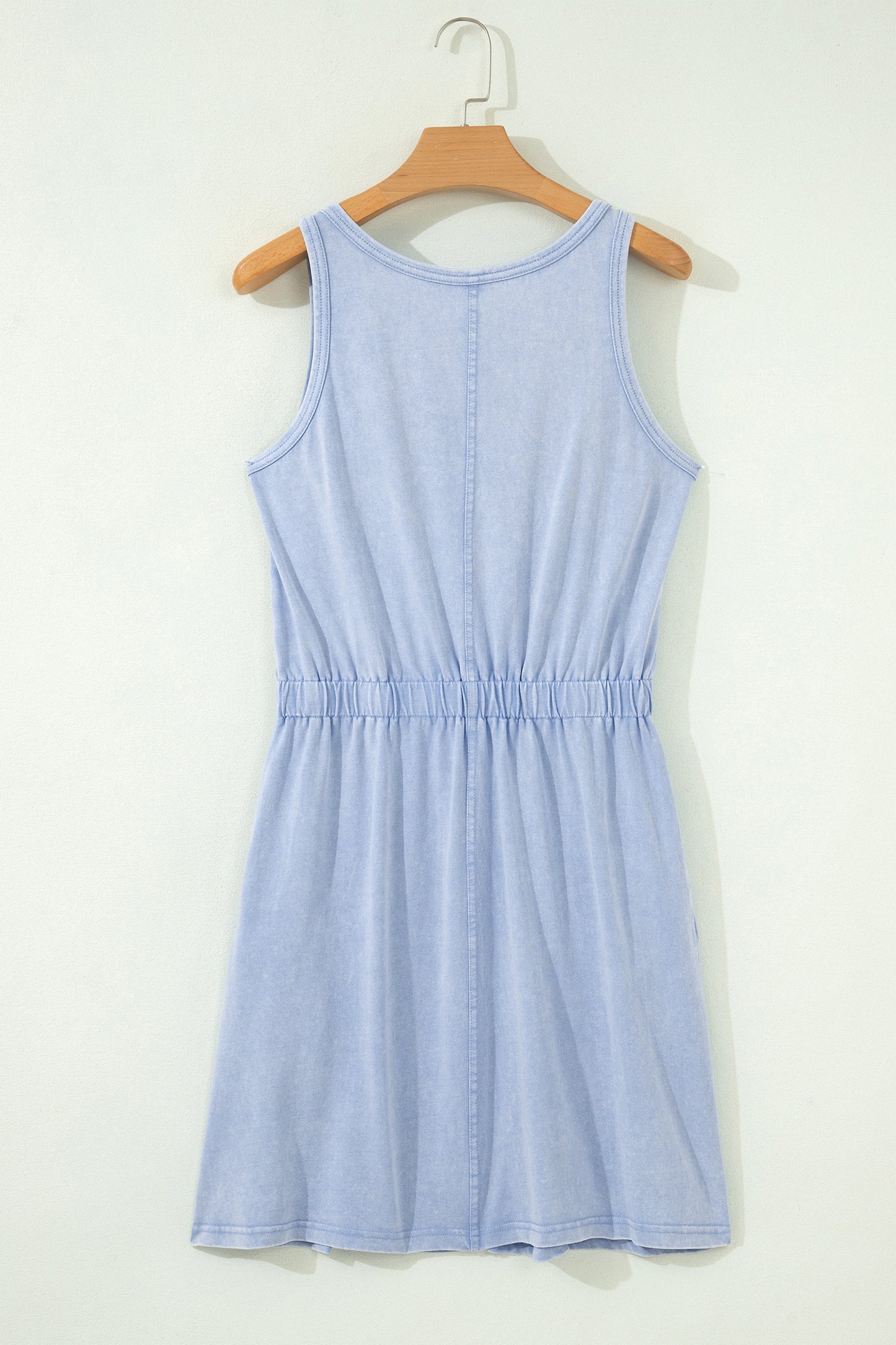Ashleigh Blue Mineral Wash U Neck Elastic Waist Sleeveless Mini Dress-TOPS / DRESSES-[Adult]-[Female]-2022 Online Blue Zone Planet