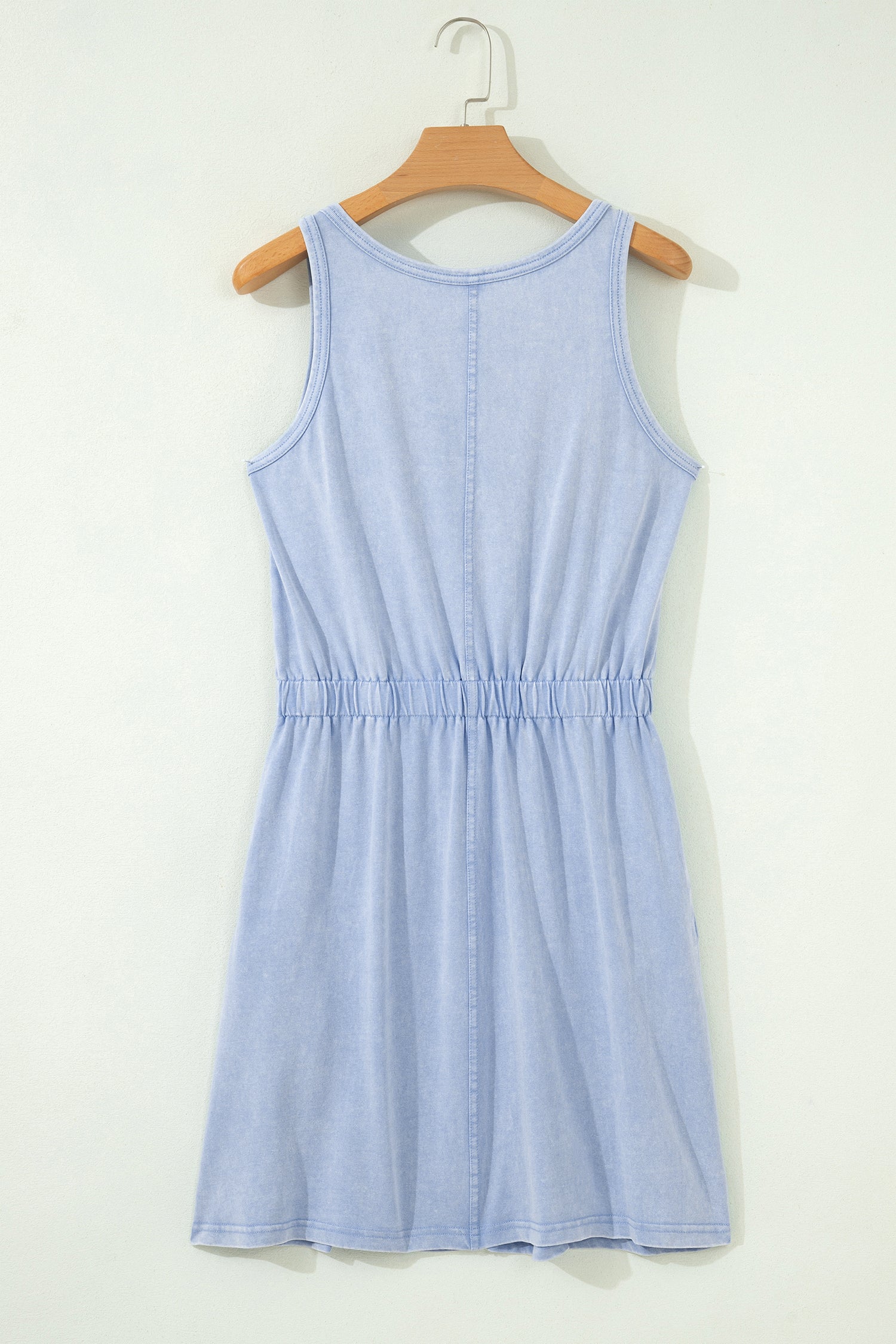Ashleigh Blue Mineral Wash U Neck Elastic Waist Sleeveless Mini Dress-TOPS / DRESSES-[Adult]-[Female]-2022 Online Blue Zone Planet