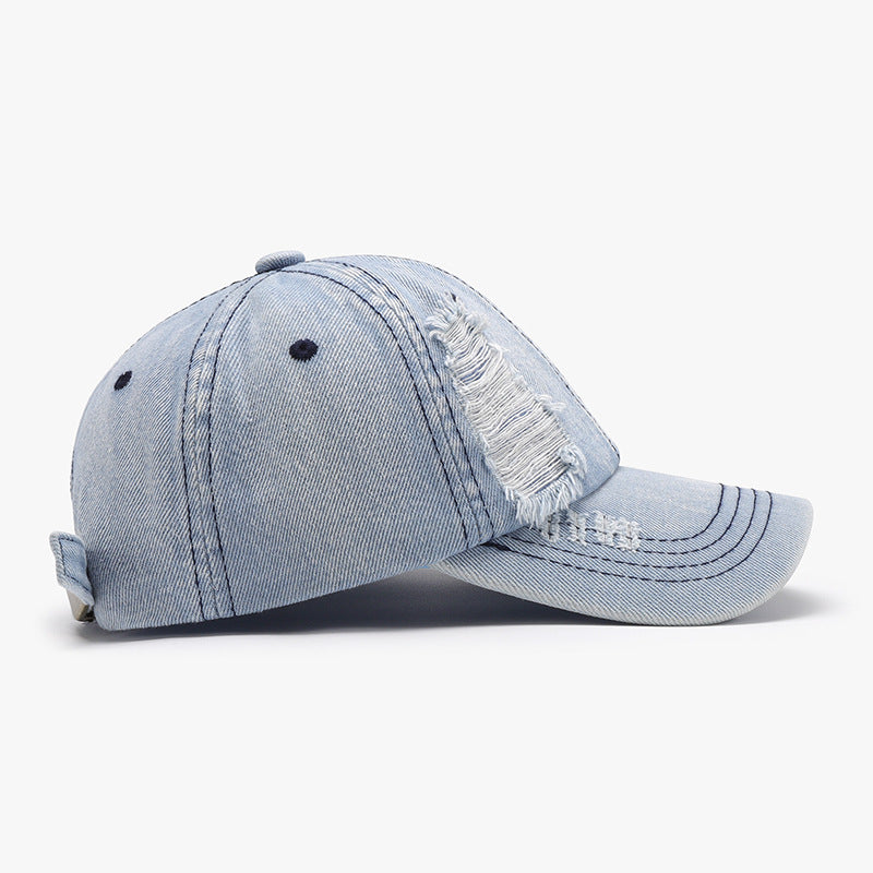 Distressed Cotton Baseball Cap-HATS-[Adult]-[Female]-2022 Online Blue Zone Planet