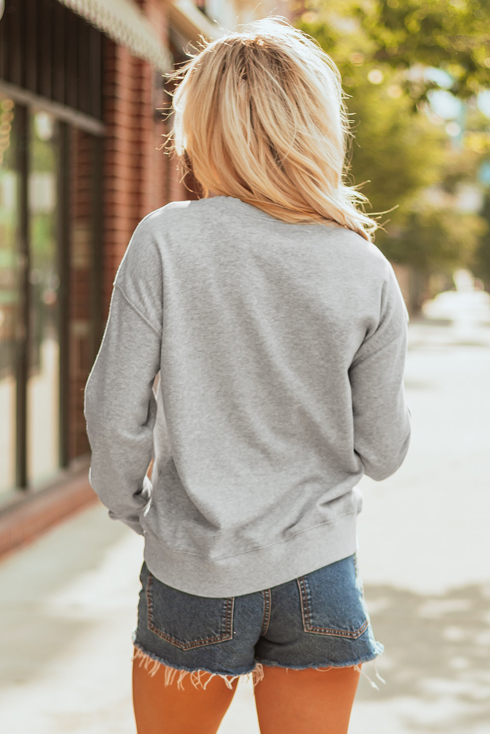 Gray Sequin Baseball Game Day Graphic Casual Sweatshirt-Graphic/Graphic Sweatshirts-[Adult]-[Female]-2022 Online Blue Zone Planet