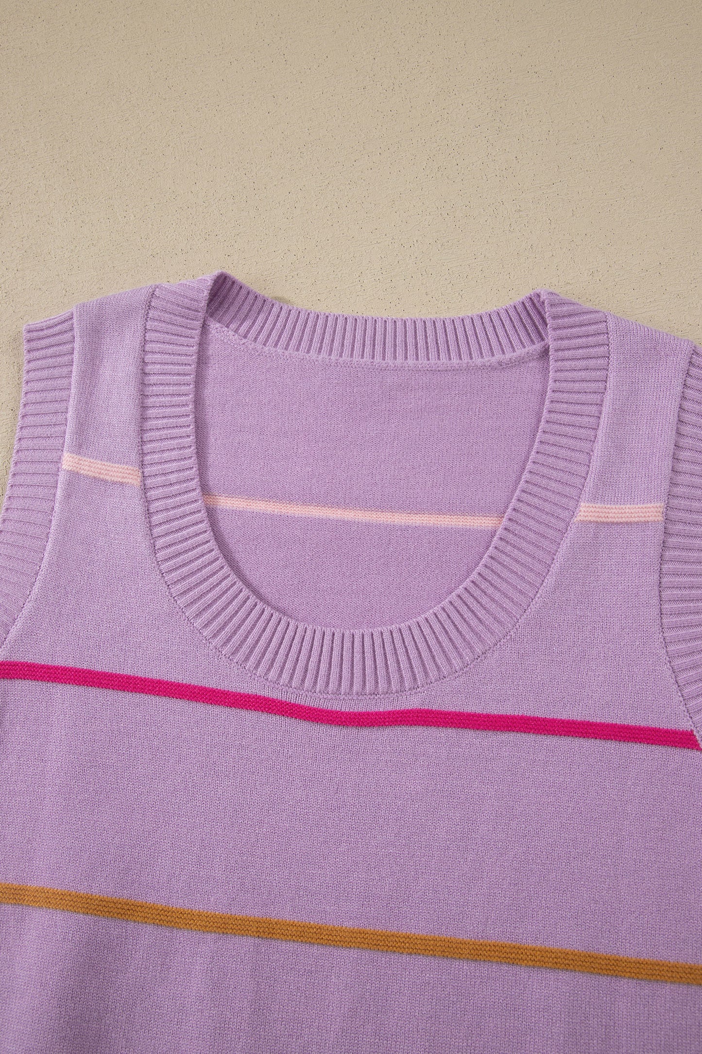 Sky Blue Stripe Round Neck Knitted Sweater Tank-TOPS / DRESSES-[Adult]-[Female]-2022 Online Blue Zone Planet