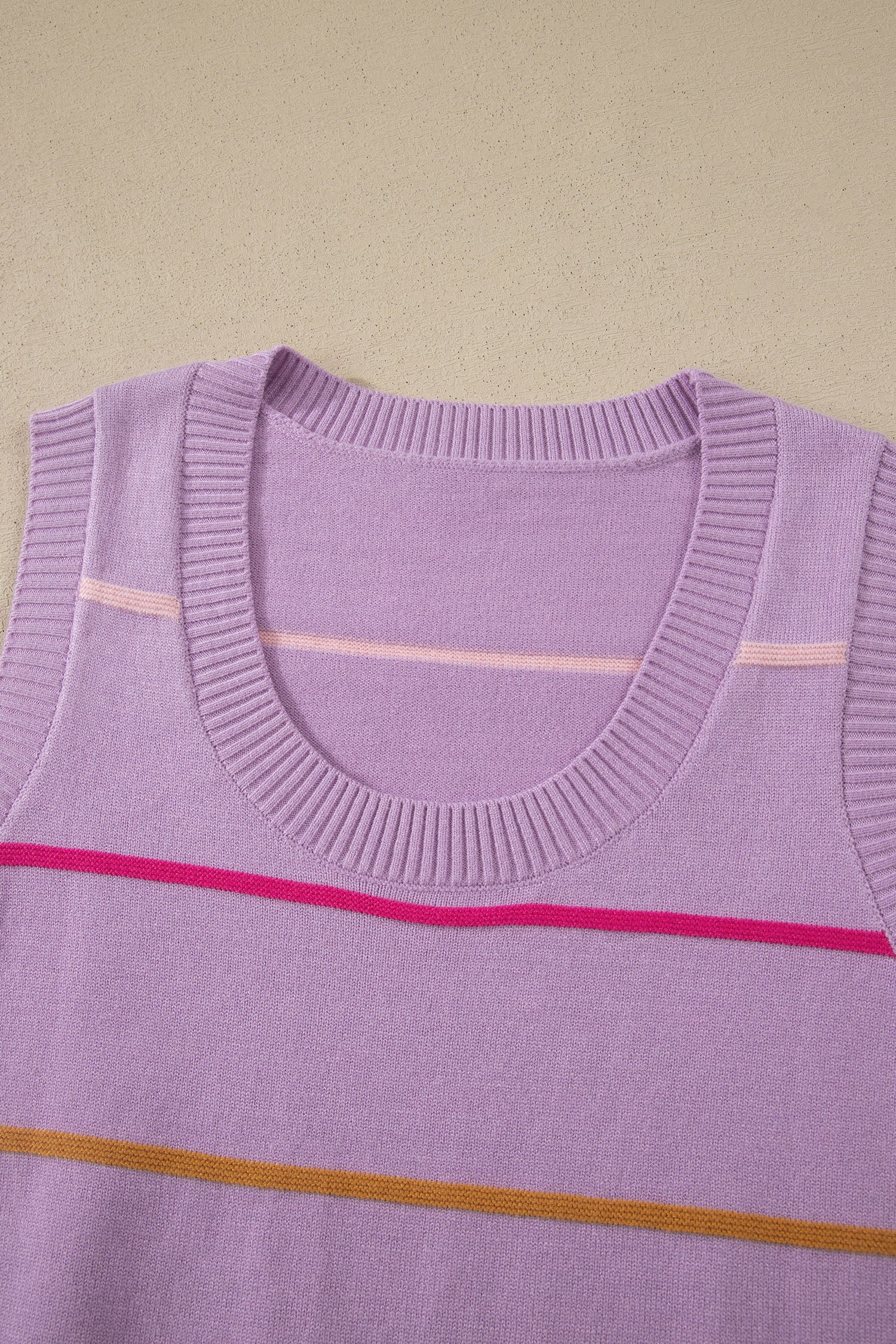 Sky Blue Stripe Round Neck Knitted Sweater Tank-TOPS / DRESSES-[Adult]-[Female]-2022 Online Blue Zone Planet