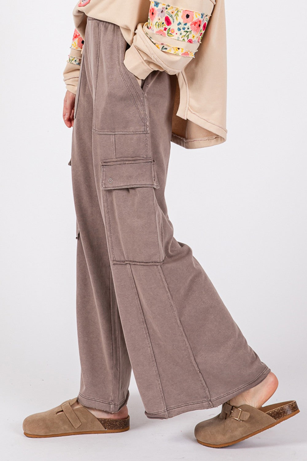 SAGE + FIG Knit Terry Mineral Wash Wide Leg Pants-TOPS / DRESSES-[Adult]-[Female]-2022 Online Blue Zone Planet