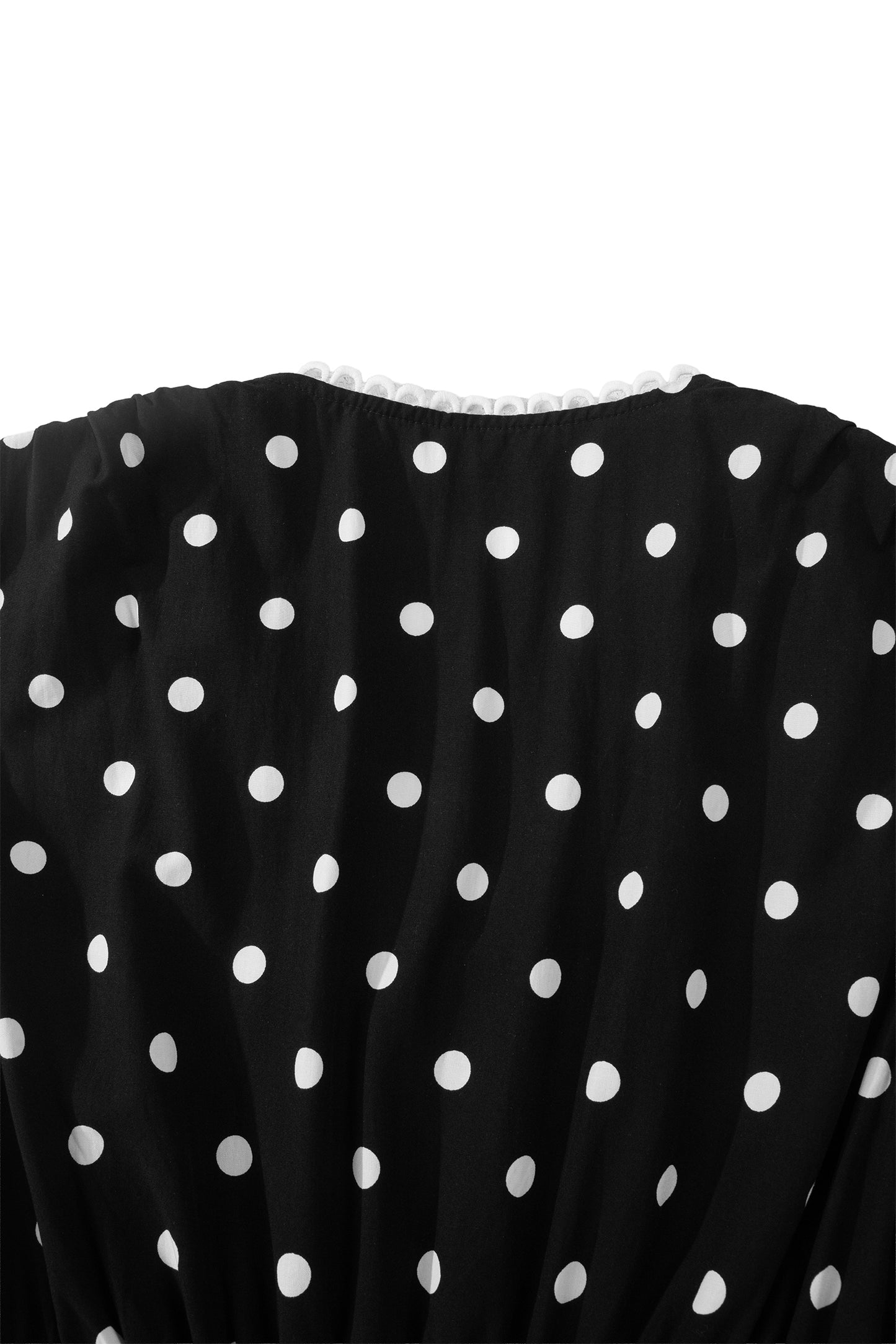 Black Polka Dot Print Contrast Trim V Neck Zip Up Sleeveless Dress-TOPS / DRESSES-[Adult]-[Female]-2022 Online Blue Zone Planet