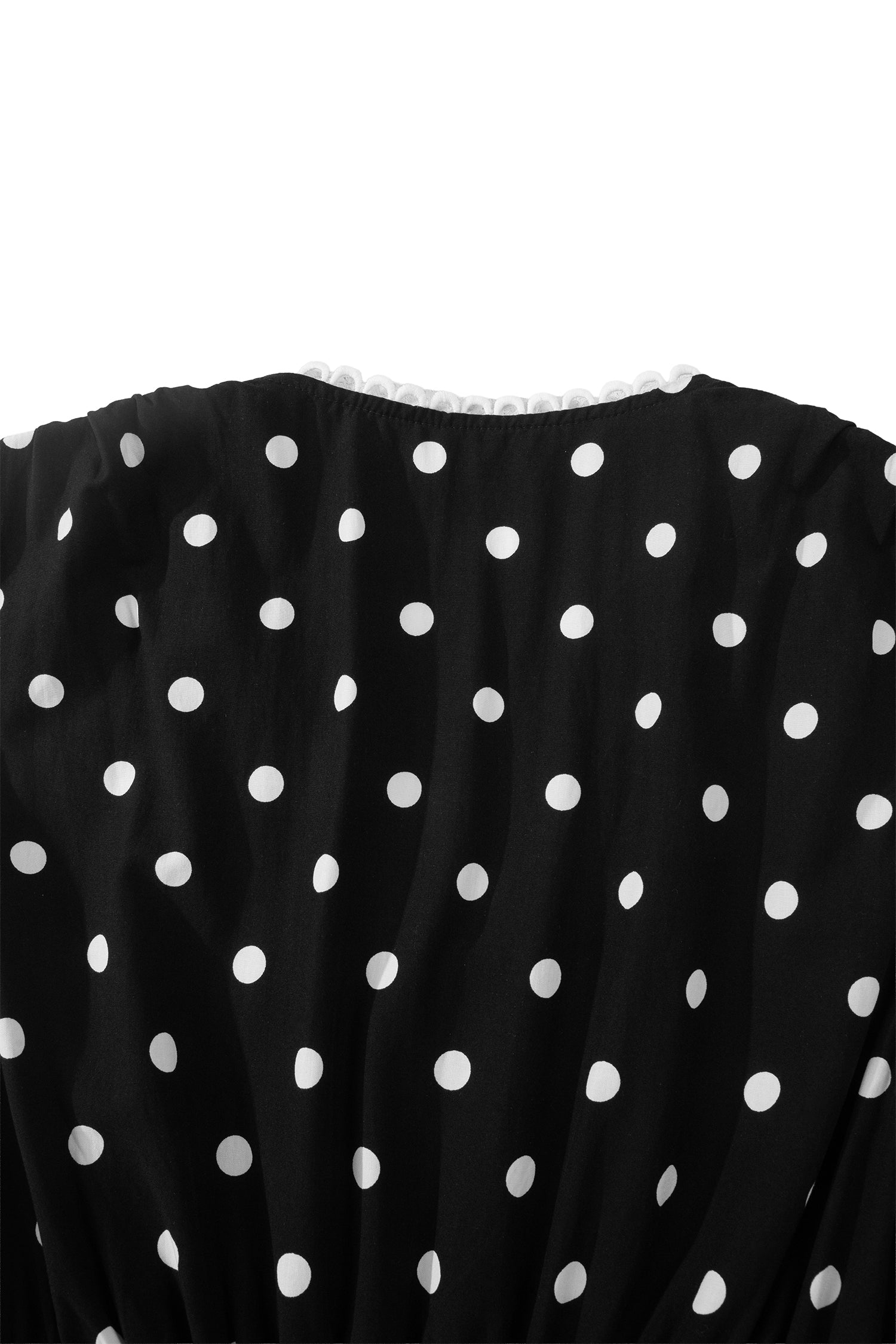 Black Polka Dot Print Contrast Trim V Neck Zip Up Sleeveless Dress-TOPS / DRESSES-[Adult]-[Female]-2022 Online Blue Zone Planet
