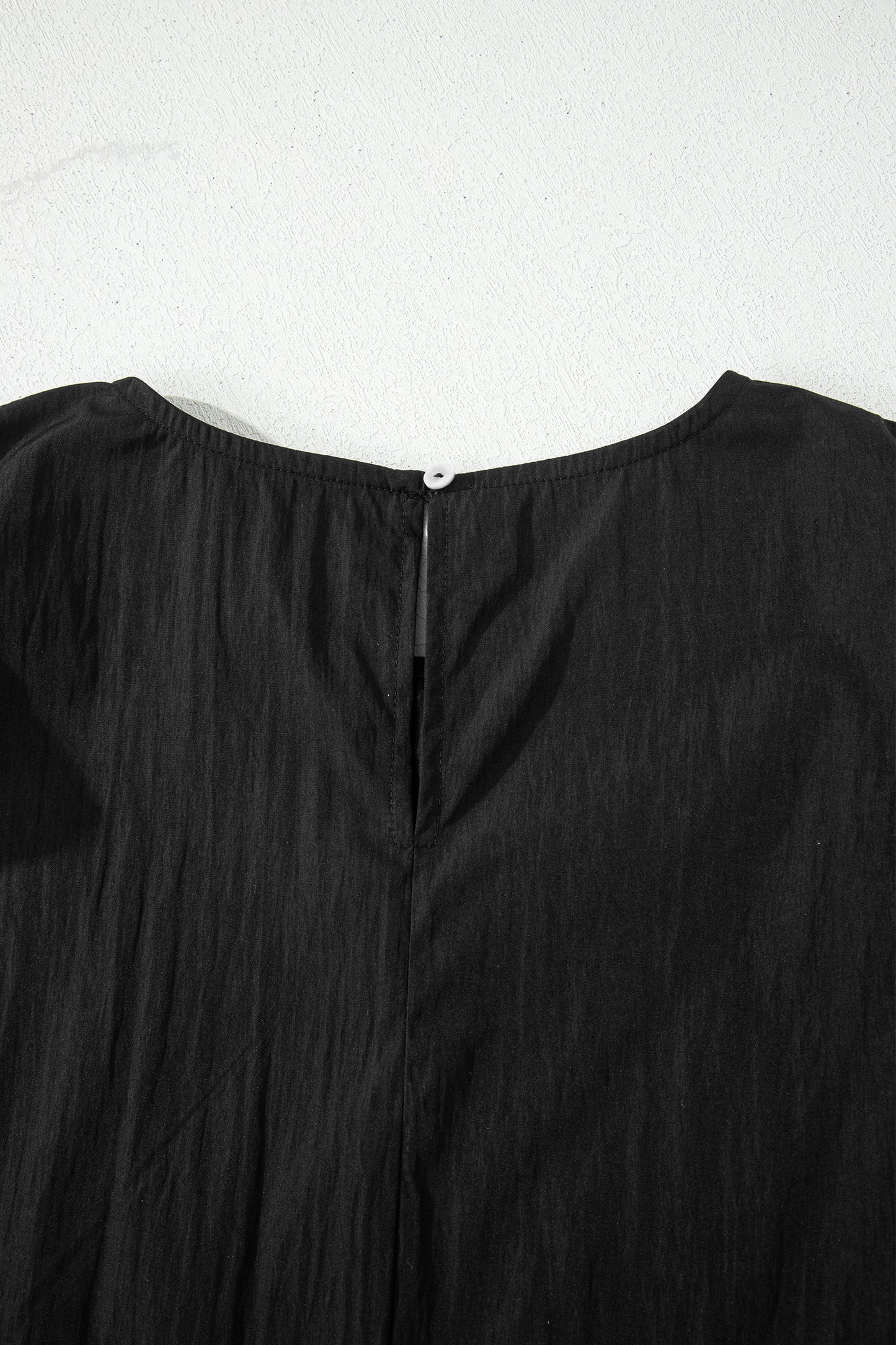 Black Contrast Trim Dual Ruffle Short Sleeve Textured Blouse-Tops/Blouses & Shirts-[Adult]-[Female]-2022 Online Blue Zone Planet