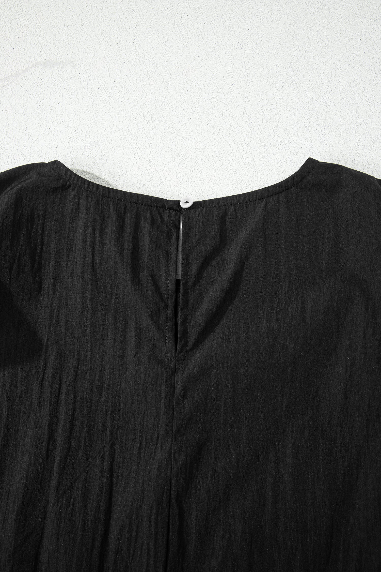Black Contrast Trim Dual Ruffle Short Sleeve Textured Blouse-Tops/Blouses & Shirts-[Adult]-[Female]-2022 Online Blue Zone Planet