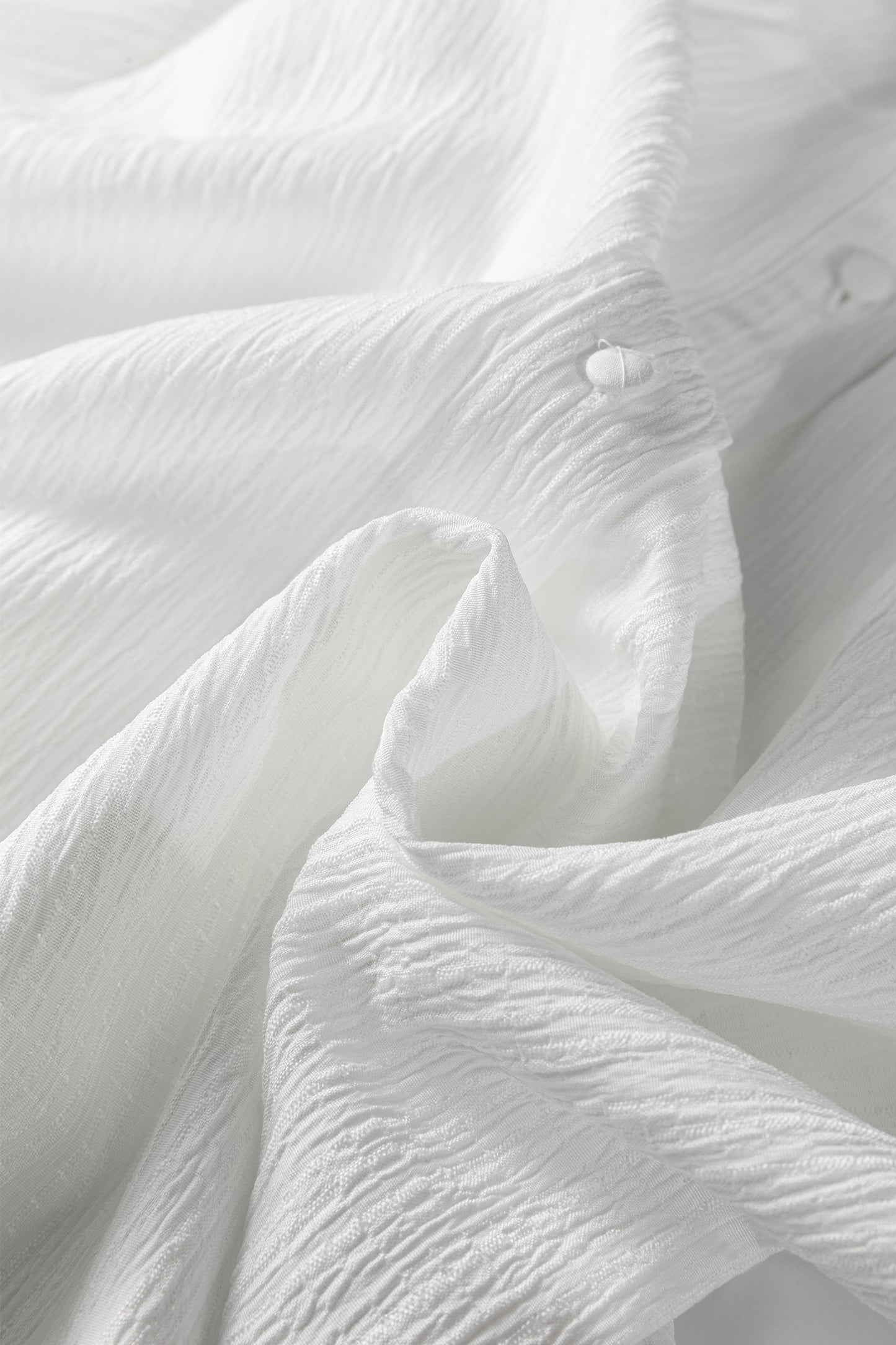 White Crinkled Texture Lantern Sleeve Button Down Loose Shirt-Tops/Blouses & Shirts-[Adult]-[Female]-2022 Online Blue Zone Planet