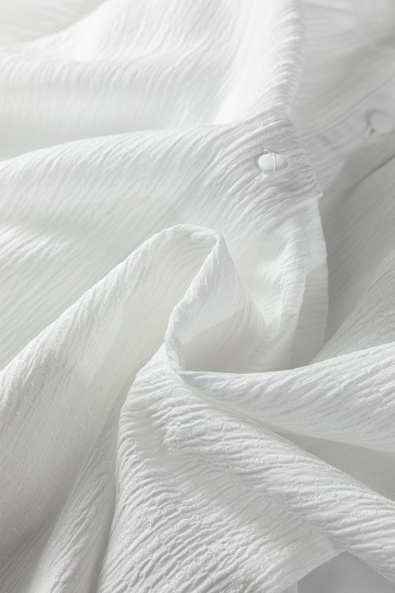 White Crinkled Texture Lantern Sleeve Button Down Loose Shirt-Tops/Blouses & Shirts-[Adult]-[Female]-2022 Online Blue Zone Planet