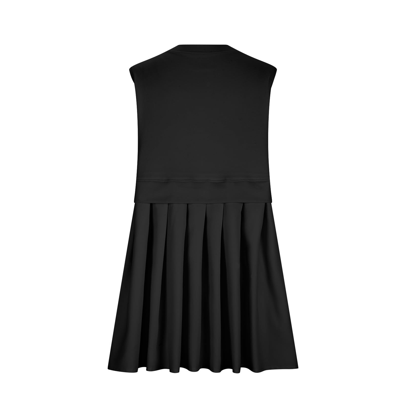 Pleated Round Neck Sleeveless Mini Dress-TOPS / DRESSES-[Adult]-[Female]-2022 Online Blue Zone Planet