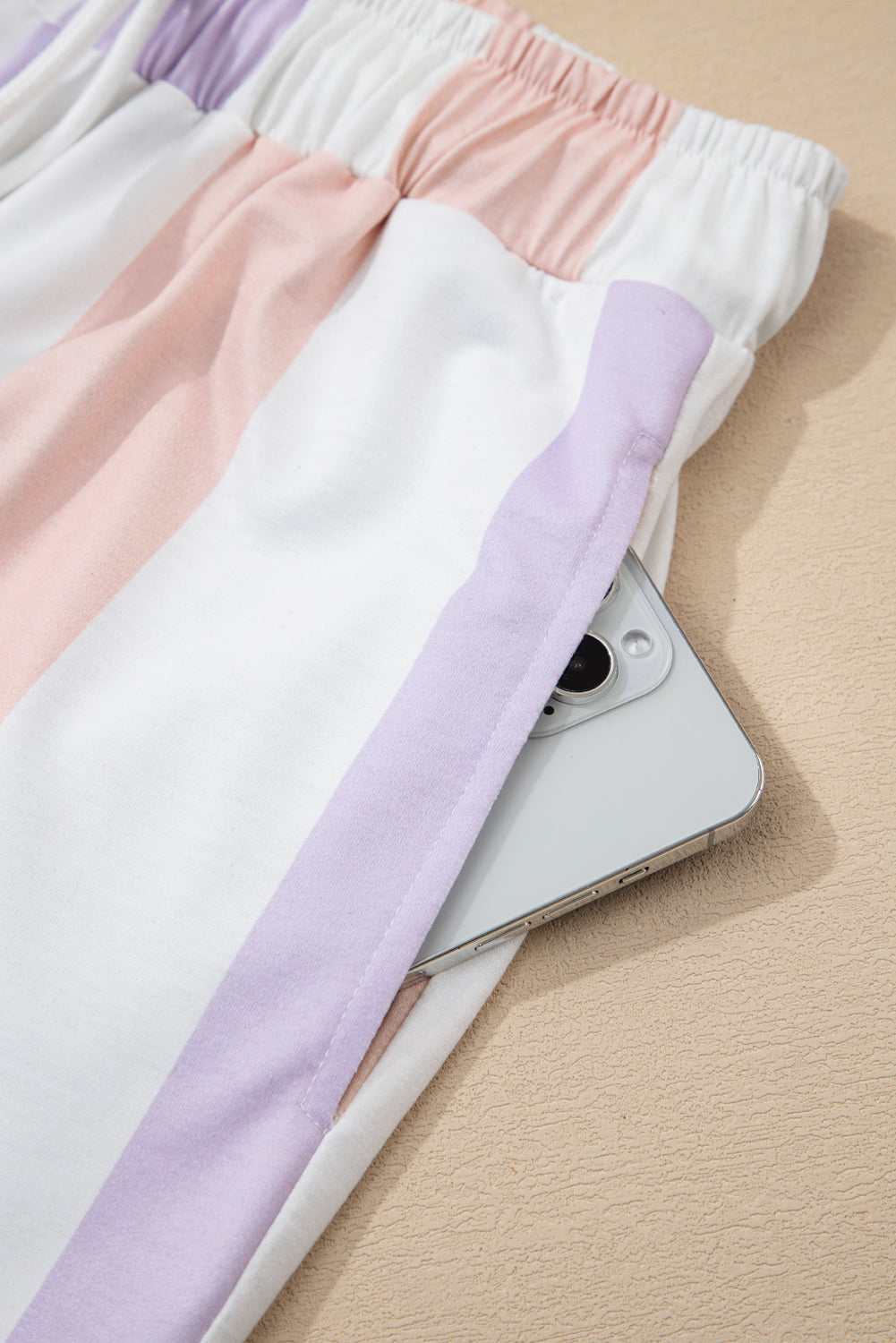 Purple Stripe Multicolored Print Drawstring Loose Pants with Side Pockets-Bottoms/Pants & Culotte-[Adult]-[Female]-2022 Online Blue Zone Planet