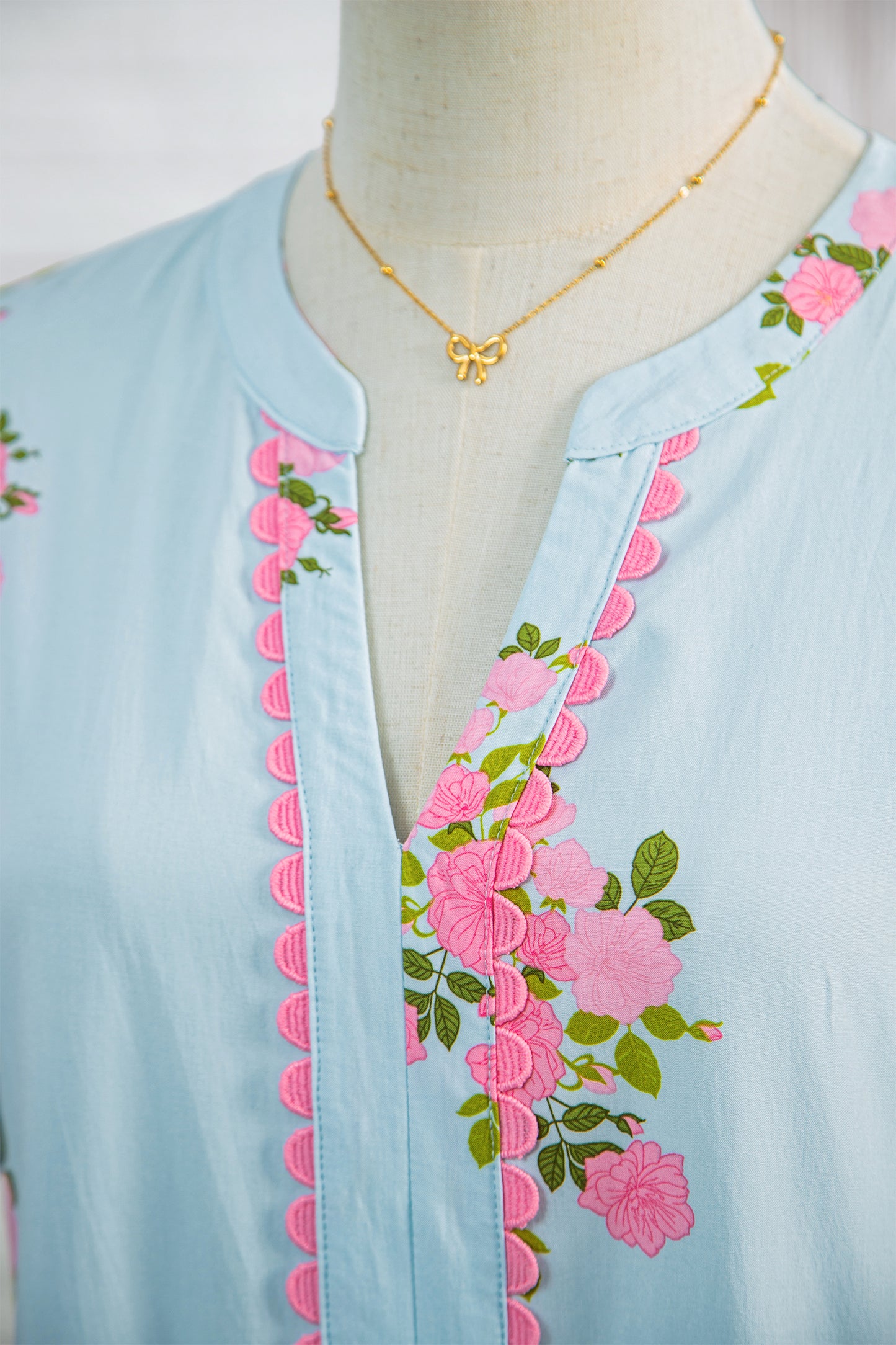 Sky Blue Notched Neck Flutter Short Sleeve Floral Print Maxi Dress-TOPS / DRESSES-[Adult]-[Female]-2022 Online Blue Zone Planet