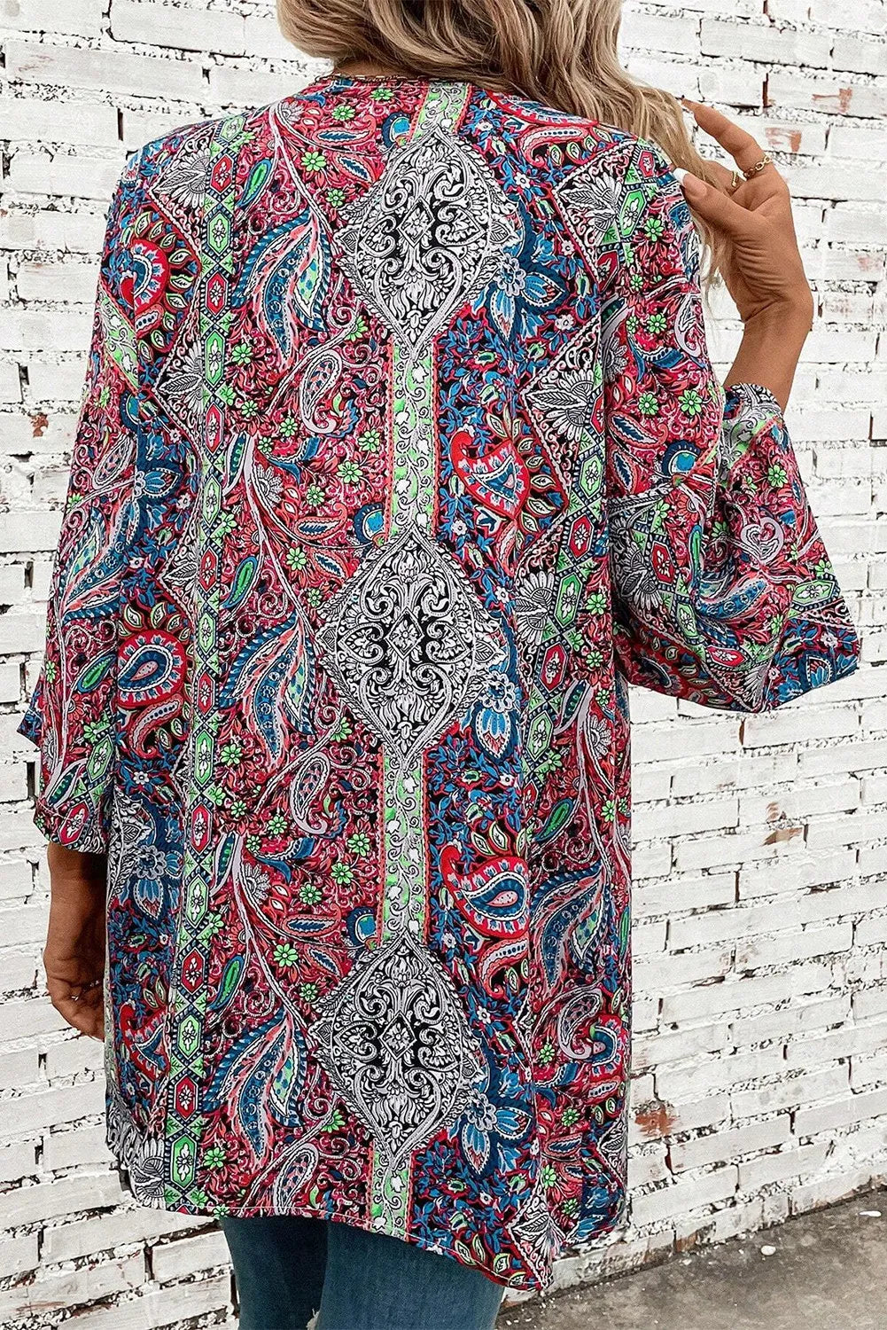 Printed Open Front Long Sleeve Cover Up-TOPS / DRESSES-[Adult]-[Female]-2022 Online Blue Zone Planet