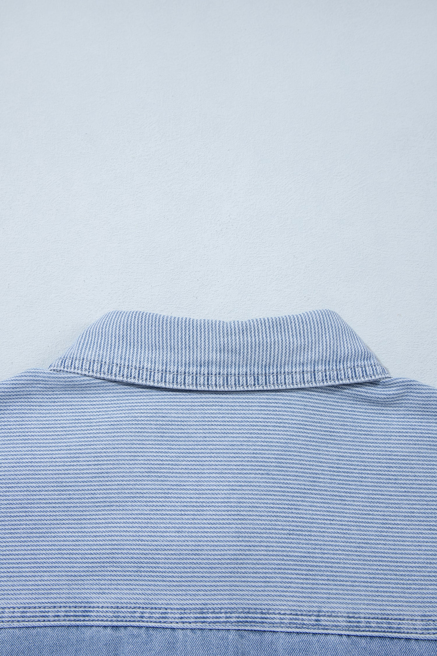 Beau Blue Lightweight Denim Striped Patchwork Button Down Shacket-Tops/Blouses & Shirts-[Adult]-[Female]-2022 Online Blue Zone Planet