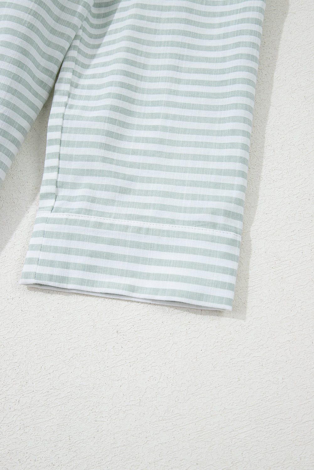 White Stripe Collared V Neck Chest Pocket Long Sleeve Beach Cover up-Swimwear/Beach Cover-ups-[Adult]-[Female]-2022 Online Blue Zone Planet