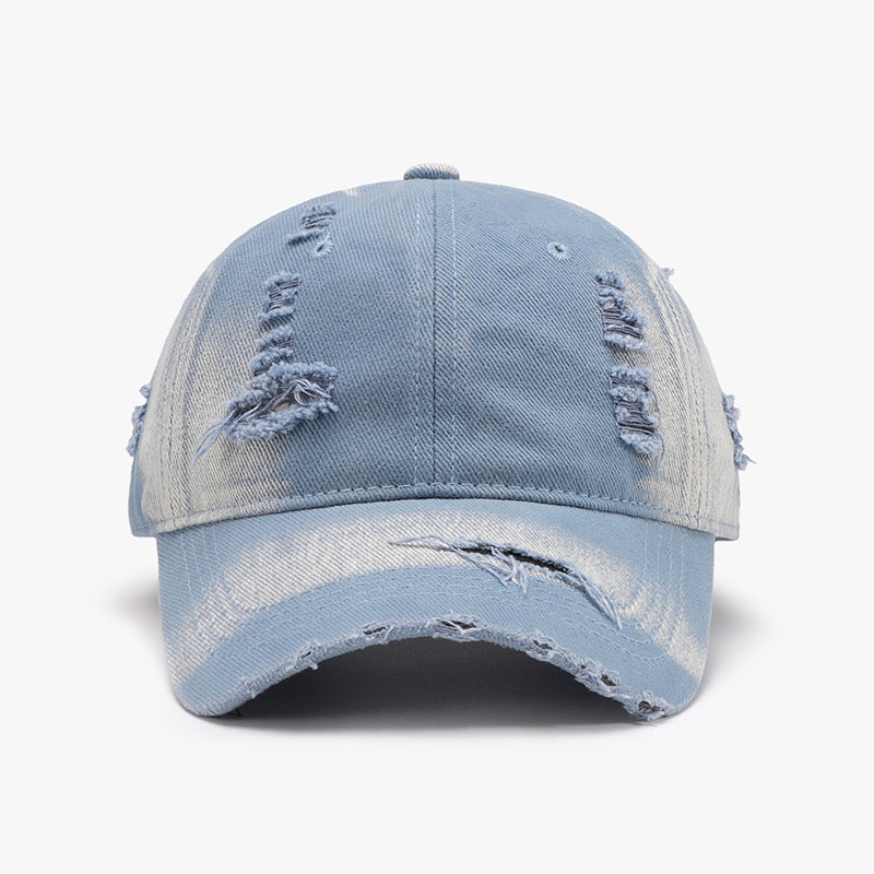 Blue Zone Planet | Distressed Adjustable Cotton Baseball Cap-TOPS / DRESSES-[Adult]-[Female]-Light Blue-One Size-2022 Online Blue Zone Planet