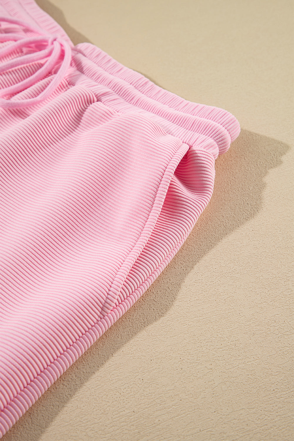 Pink Textured Ruffled Sleeve Zipped Top and Wide Leg Pants Set-Two Piece Sets/Pant Sets-[Adult]-[Female]-2022 Online Blue Zone Planet