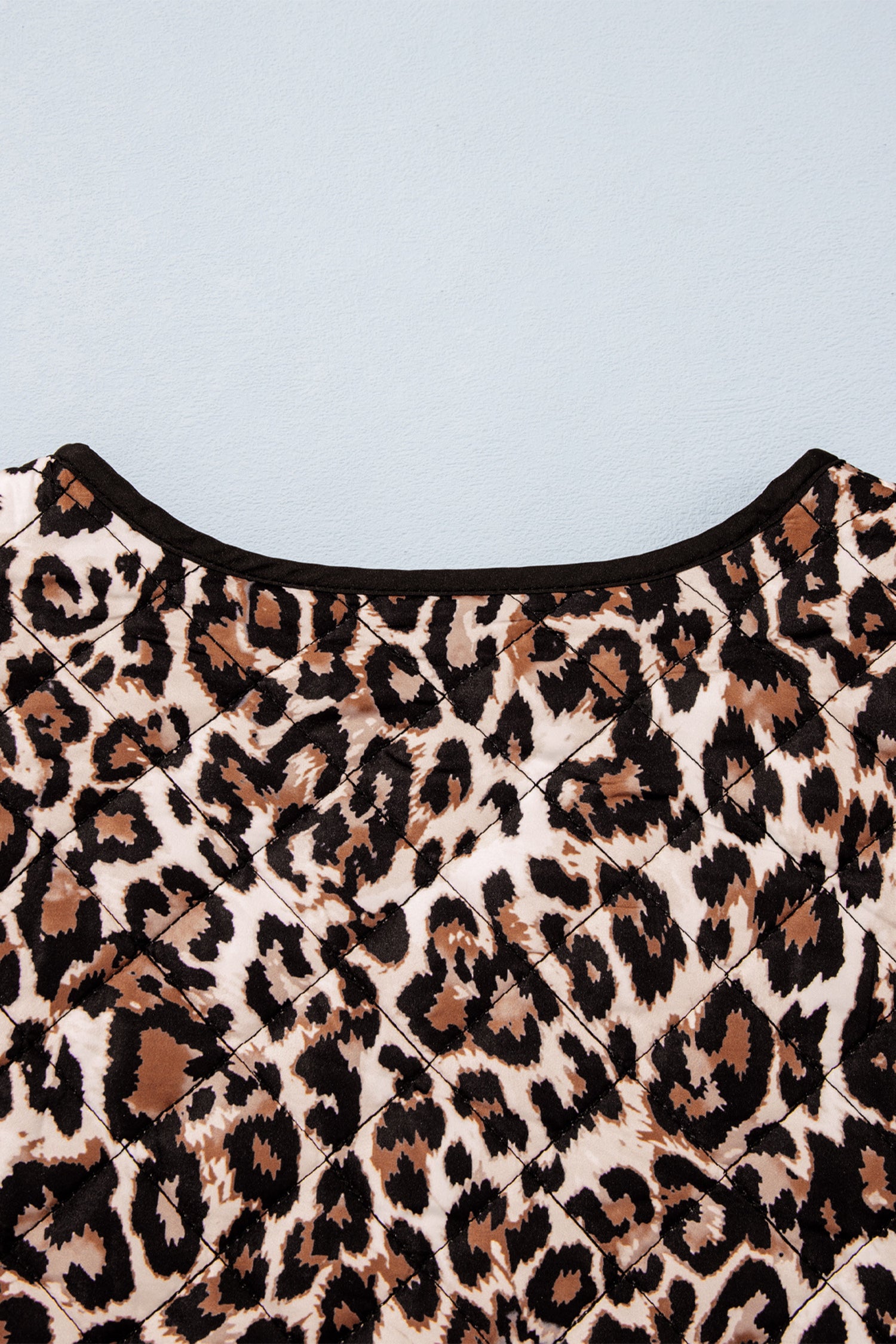 Brown Leopard Print Quilted Button Front Patch Pockets Jacket-Outerwear/Jackets-[Adult]-[Female]-2022 Online Blue Zone Planet