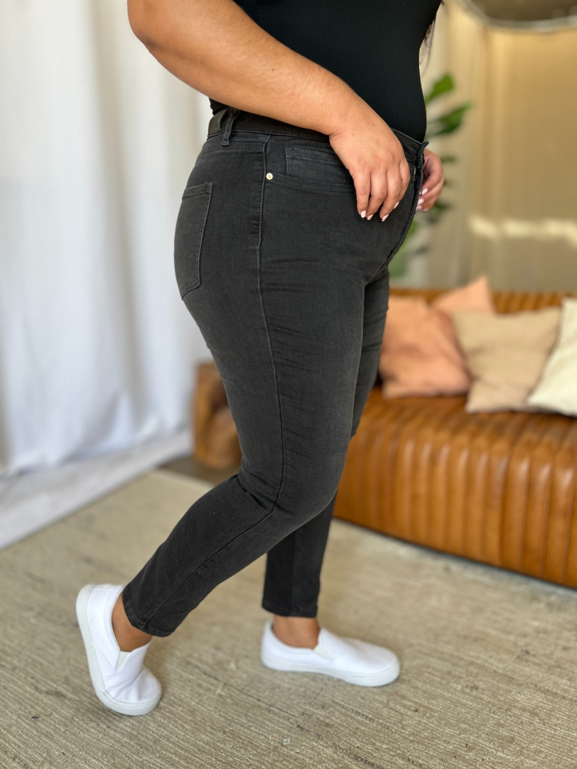 RFM Full Size High Rise Tummy Control Skinny Jeans-BOTTOMS SIZES SMALL MEDIUM LARGE-[Adult]-[Female]-2022 Online Blue Zone Planet