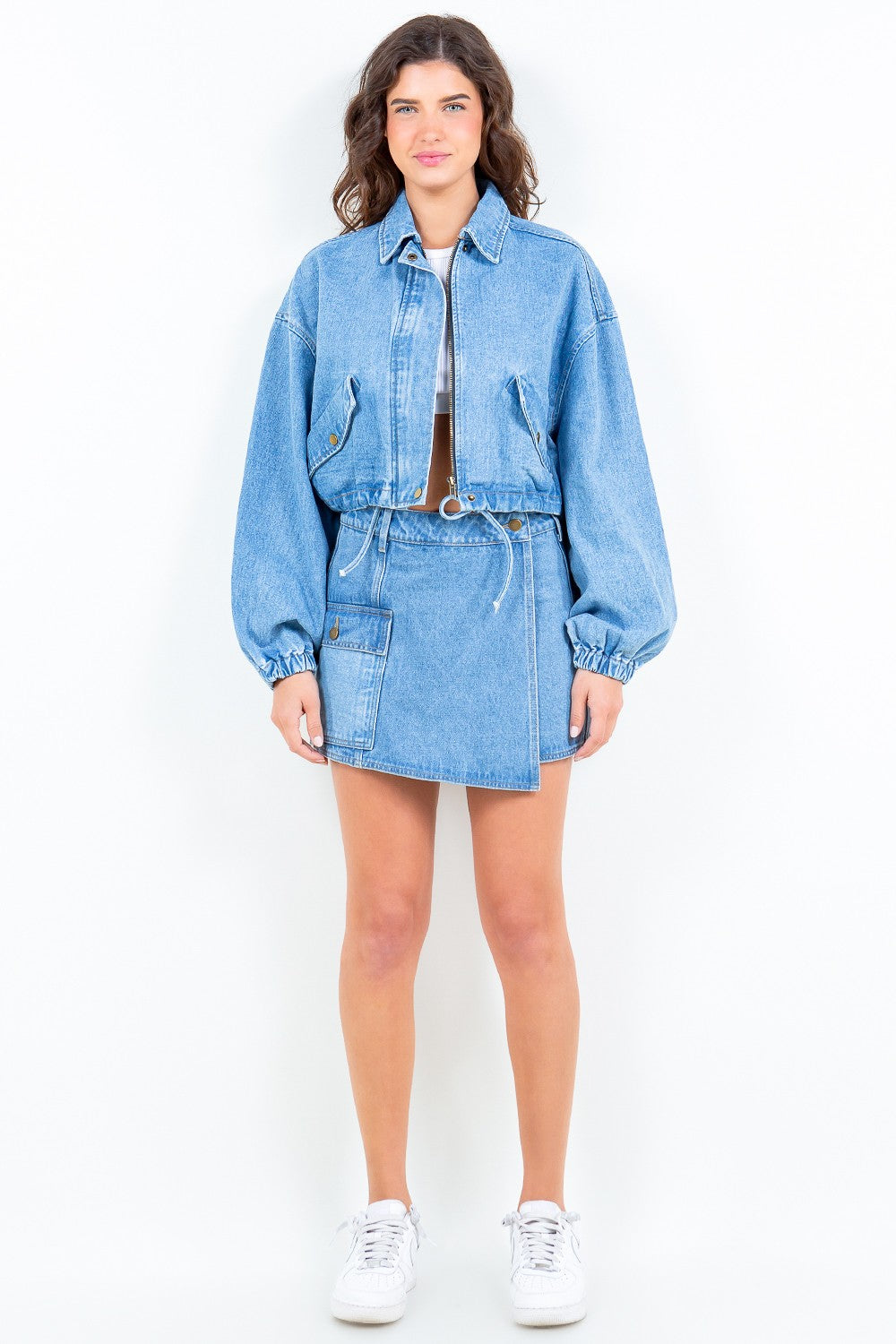 Blue Zone Planet | American Bazi Cargo Pocket Denim Skort-TOPS / DRESSES-[Adult]-[Female]-2022 Online Blue Zone Planet