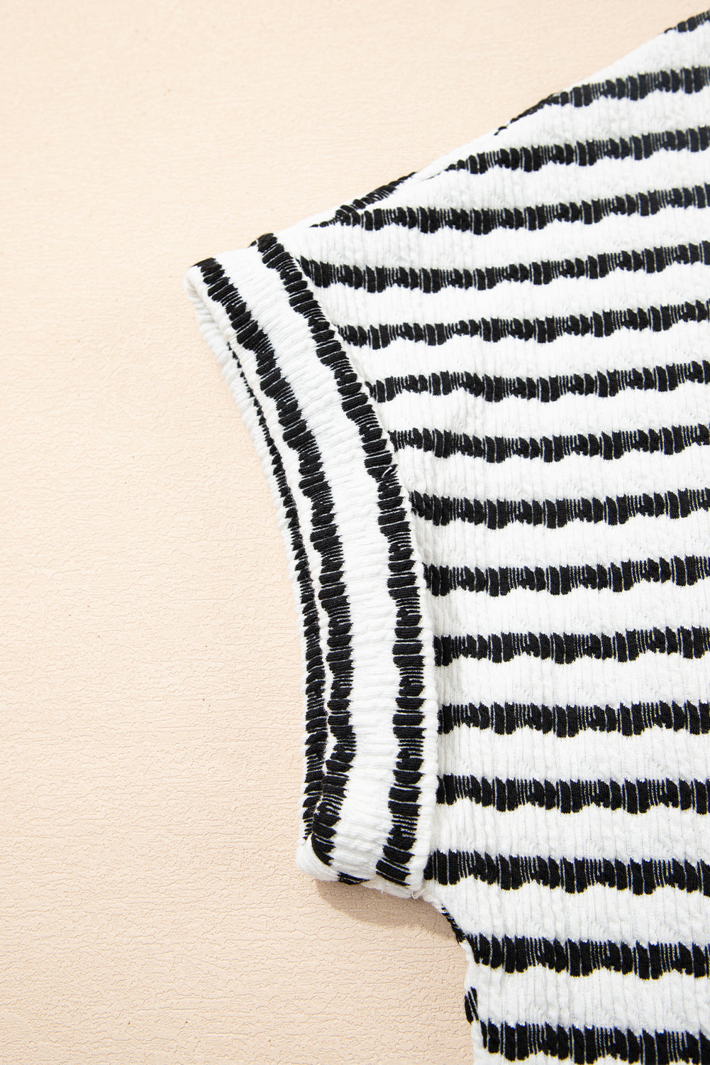 Black Stripe Knitted Short Sleeve Top and Drawstring Shorts Set-Two Piece Sets/Short Sets-[Adult]-[Female]-2022 Online Blue Zone Planet