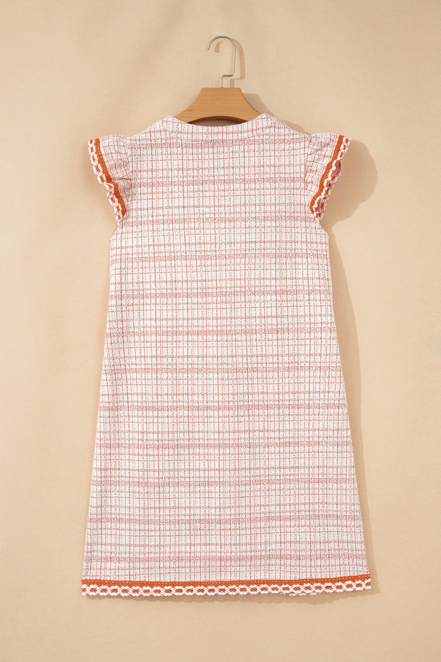 White Jacquard Textured Contrast Trim Short Sleeve Tassel Tie Shift Dress-TOPS / DRESSES-[Adult]-[Female]-2022 Online Blue Zone Planet