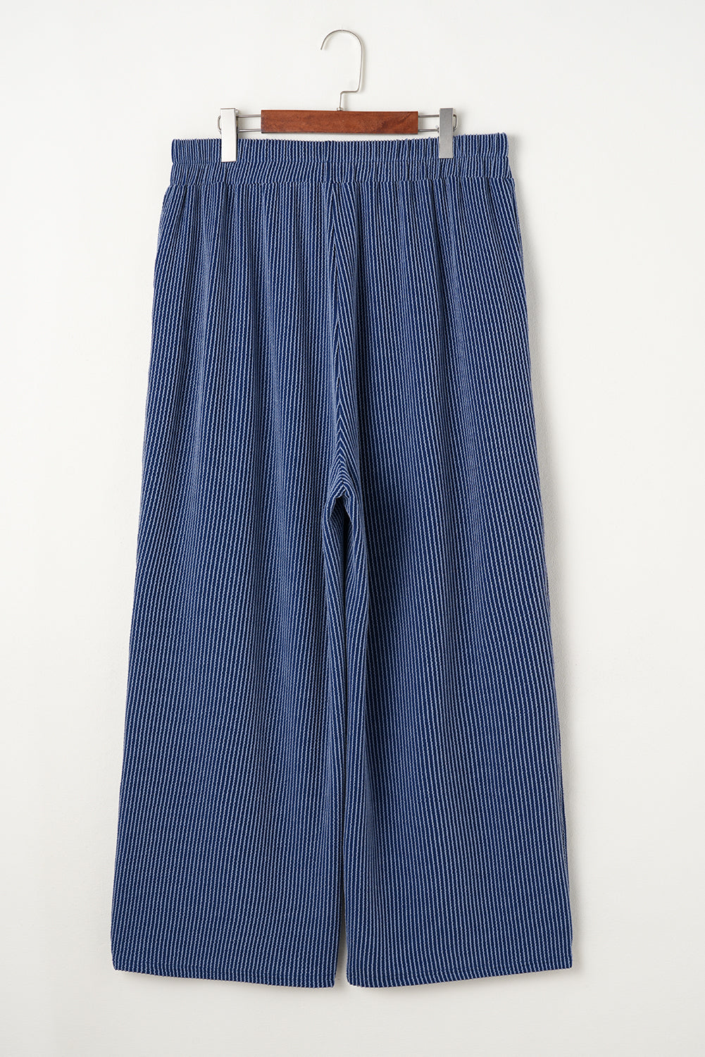 Blue Zone Planet | Sail Blue Ribbed V Neck Tee and Pants Plus Size Set-Plus Size/Plus Size Loungewear-[Adult]-[Female]-2022 Online Blue Zone Planet