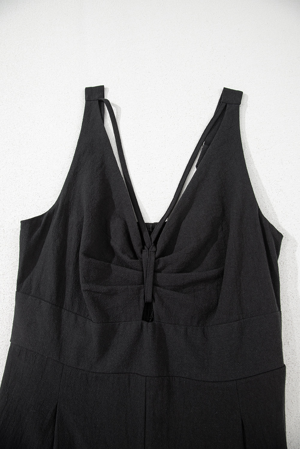 Black Front Cut Out Smocked Back Sleeveless Wide Leg Jumpsuit-Bottoms/Jumpsuits & Rompers-[Adult]-[Female]-2022 Online Blue Zone Planet