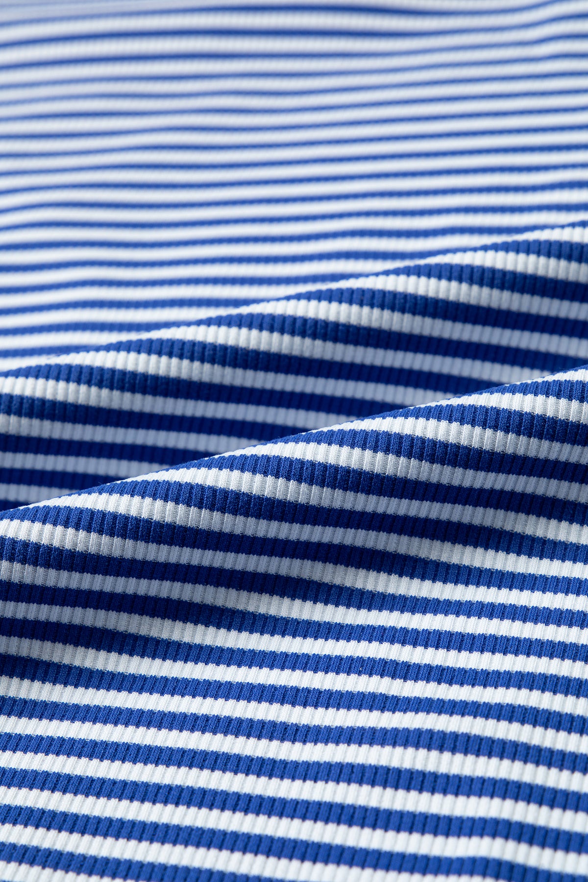 Blue Stripe Oversized Long Sleeve Top Drawstring Loose Shorts 2pcs Set-Two Piece Sets/Short Sets-[Adult]-[Female]-2022 Online Blue Zone Planet