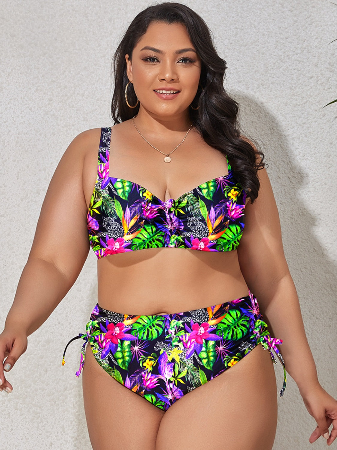 Blue Zone Planet | Plus Size Printed Wide Strap Two-Piece Swim Set-TOPS / DRESSES-[Adult]-[Female]-2022 Online Blue Zone Planet