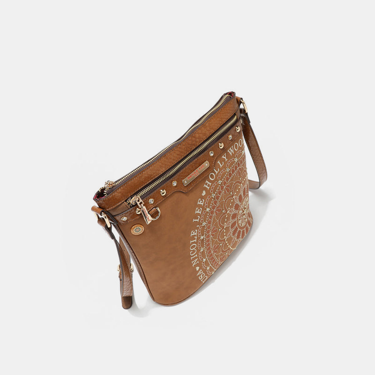 Blue Zone Planet | Nicole Lee USA Metallic Stitching Embroidery Inlaid Rhinestone Crossbody Bag-TOPS / DRESSES-[Adult]-[Female]-2022 Online Blue Zone Planet