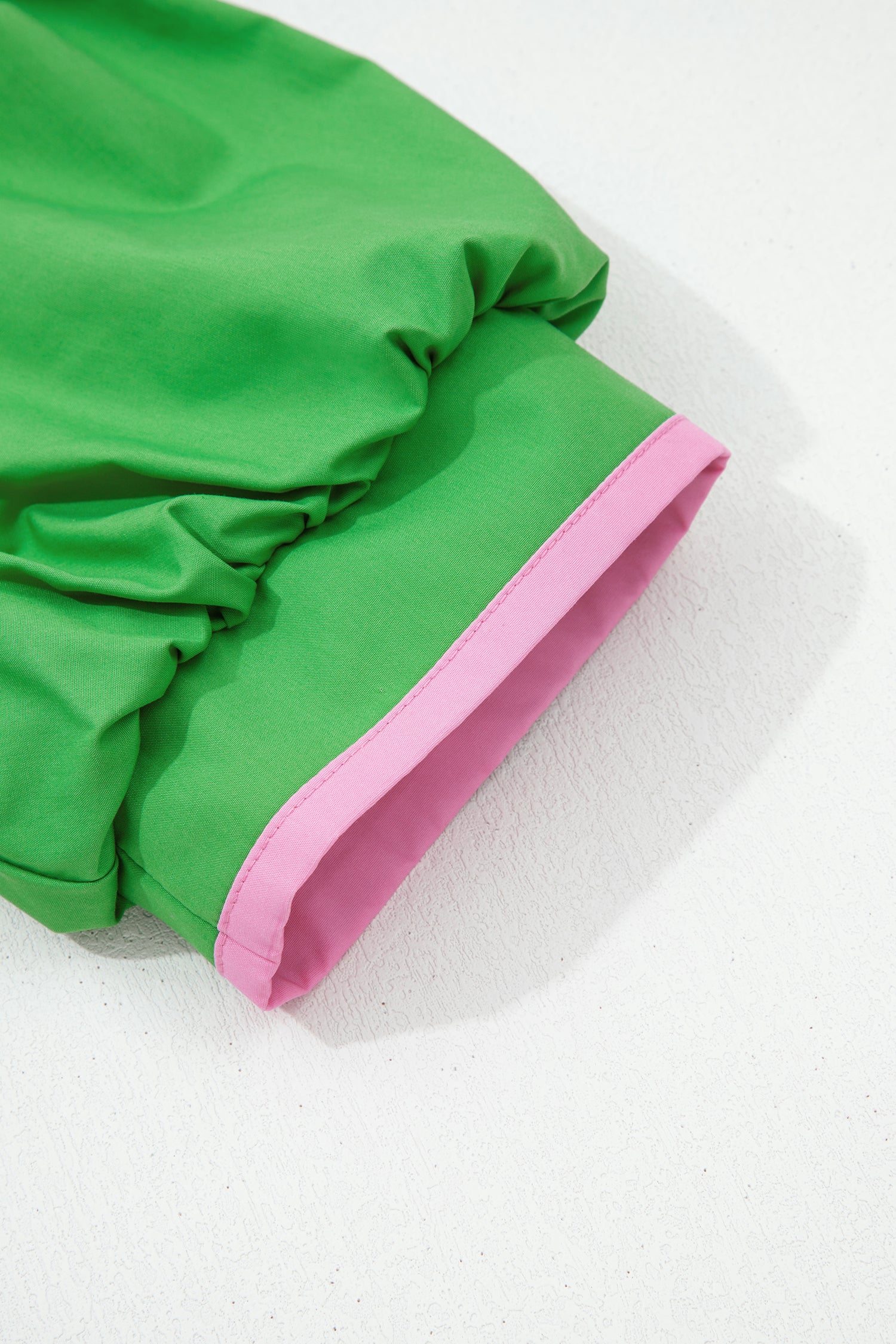 Bright Green Color Block Detail Split Neck Short Puff Sleeve Ruffle Hem Mini Dress-TOPS / DRESSES-[Adult]-[Female]-2022 Online Blue Zone Planet