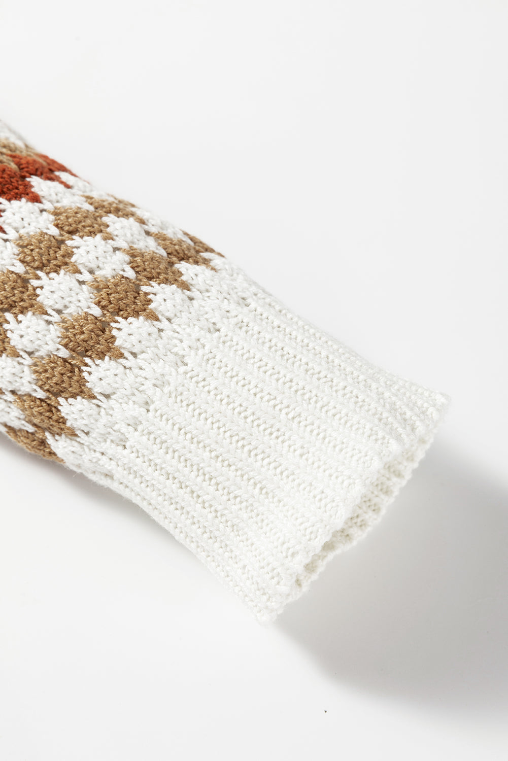 Brown Stripe Eyelet Patterned Drop Shoulder Sweater-Sweaters & Cardigans/Sweaters-[Adult]-[Female]-2022 Online Blue Zone Planet