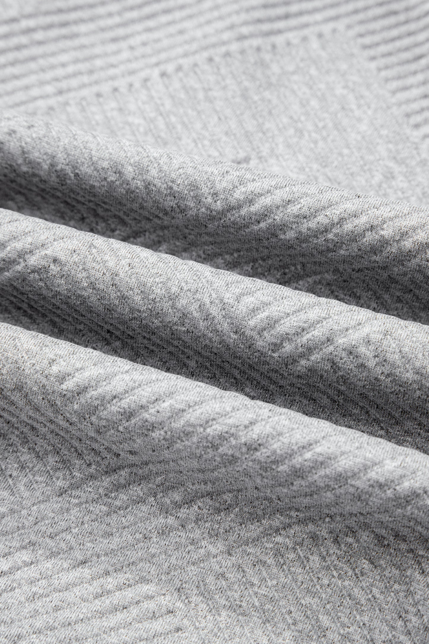 Medium Grey Trendy Textured Half Zip Loose Sweatshirt-Tops/Sweatshirts & Hoodies-[Adult]-[Female]-2022 Online Blue Zone Planet