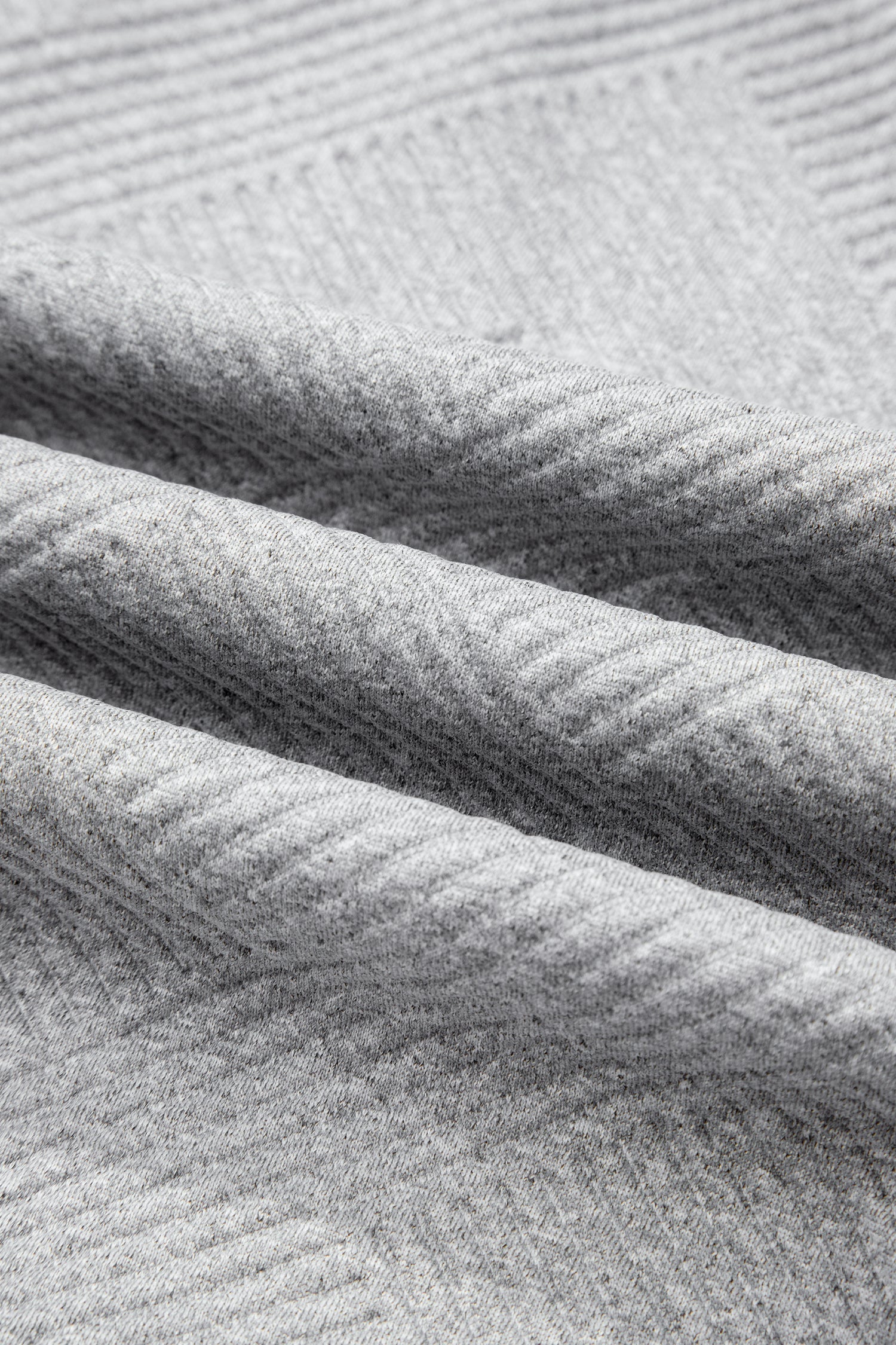 Medium Grey Trendy Textured Half Zip Loose Sweatshirt-Tops/Sweatshirts & Hoodies-[Adult]-[Female]-2022 Online Blue Zone Planet