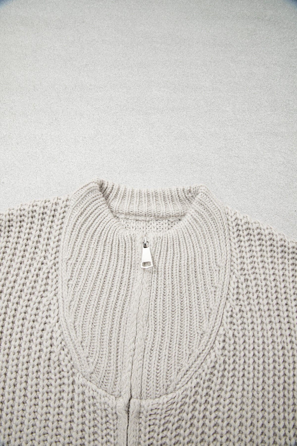 Jet Stream Solid Color Short Sleeve Zipper Knit High Neck Sweater-Sweaters & Cardigans/Short Sleeve Sweaters-[Adult]-[Female]-2022 Online Blue Zone Planet