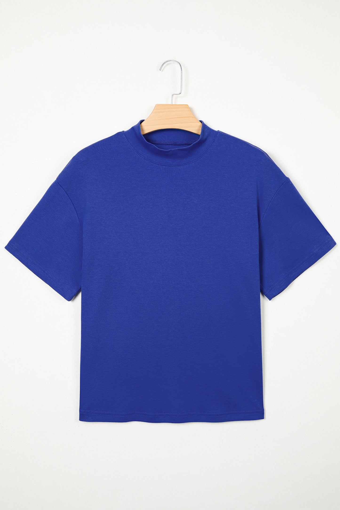 Pink Solid Color High Neck Oversize Tee-Tops/Tops & Tees-[Adult]-[Female]-2022 Online Blue Zone Planet