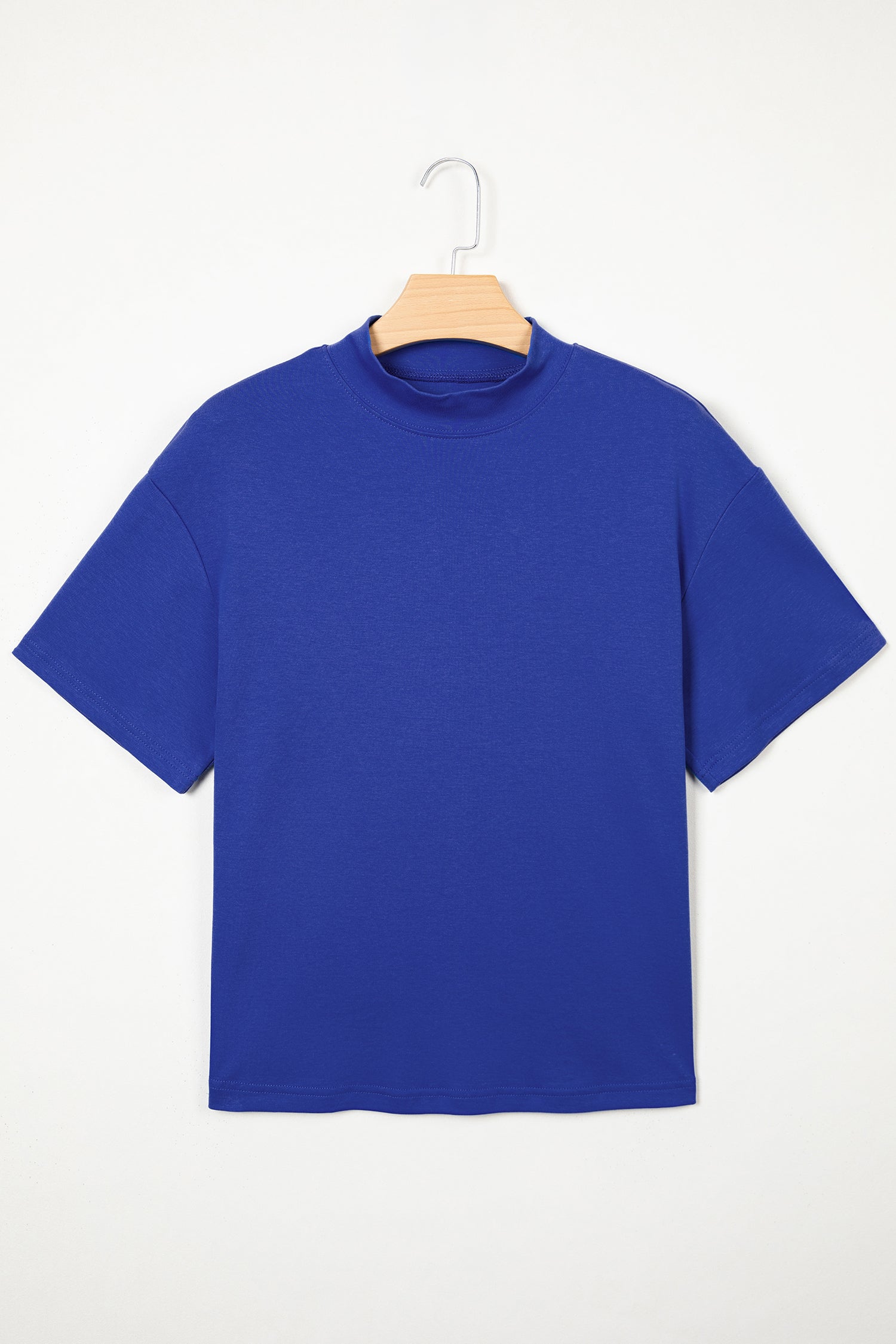 Pink Solid Color High Neck Oversize Tee-Tops/Tops & Tees-[Adult]-[Female]-2022 Online Blue Zone Planet