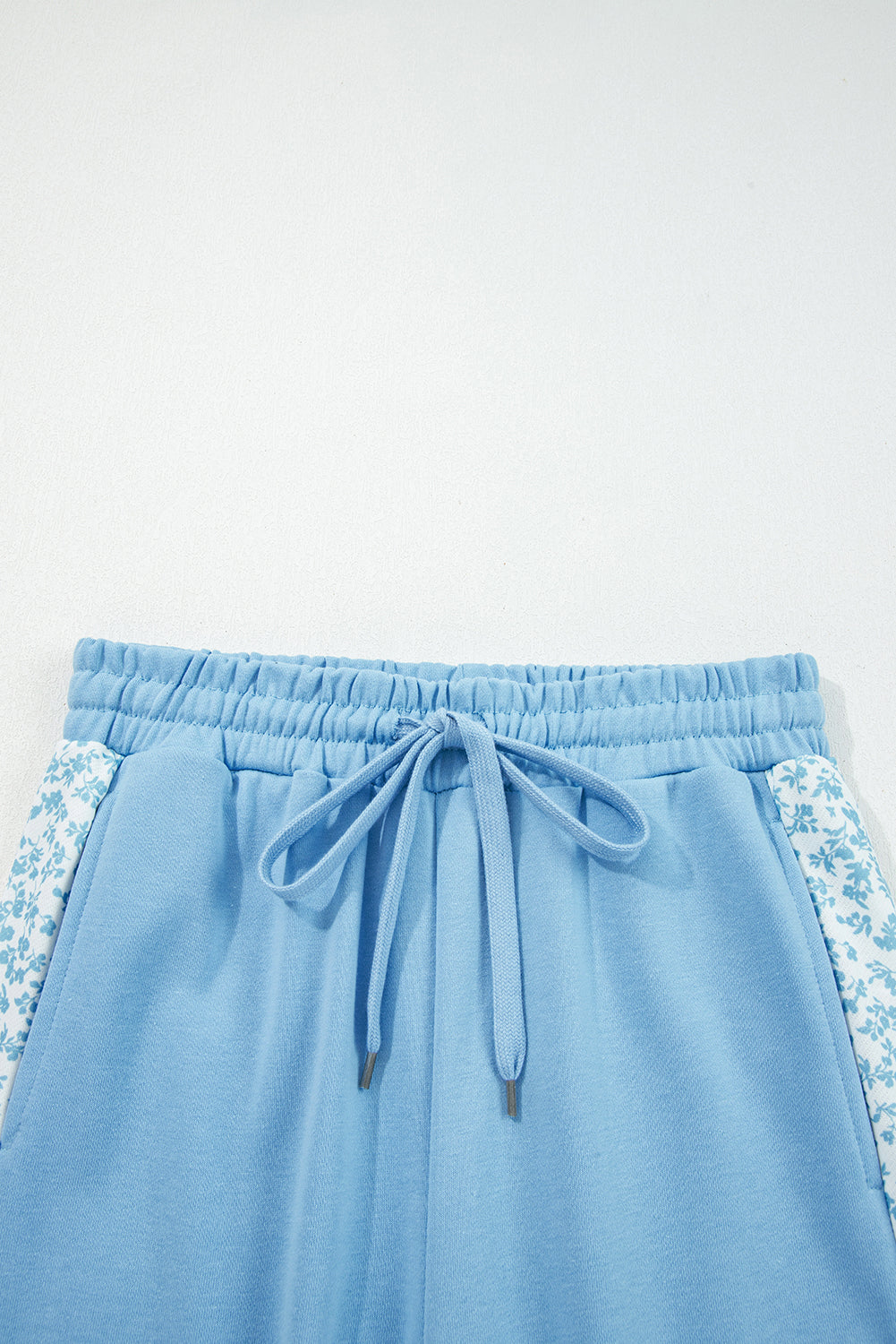 Beau Blue Floral Patchwork Drop Shoulder Pullover and Sweatpants Lounge Set-Loungewear & Sleepwear/Loungewear-[Adult]-[Female]-2022 Online Blue Zone Planet