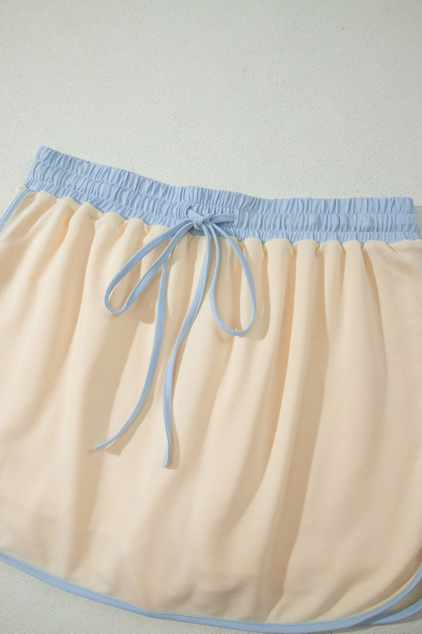 Apricot Colorblock Edge Drop Shoulder T Shirt and Skort 2Pcs Set-Two Piece Sets/Two Piece Dresses-[Adult]-[Female]-2022 Online Blue Zone Planet