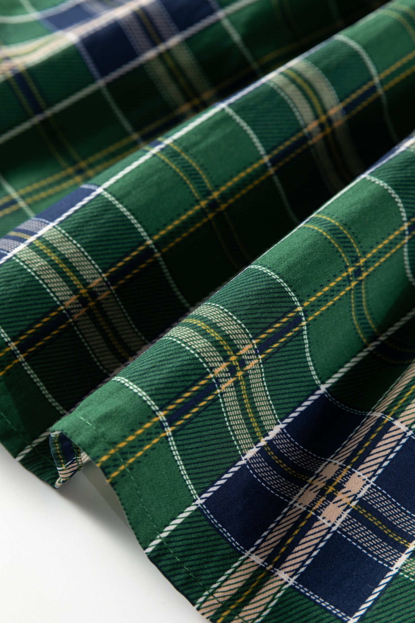 Green Plus Size Plaid Long Sleeve Notched Neck Shift Mini Dress-TOPS / DRESSES-[Adult]-[Female]-2022 Online Blue Zone Planet