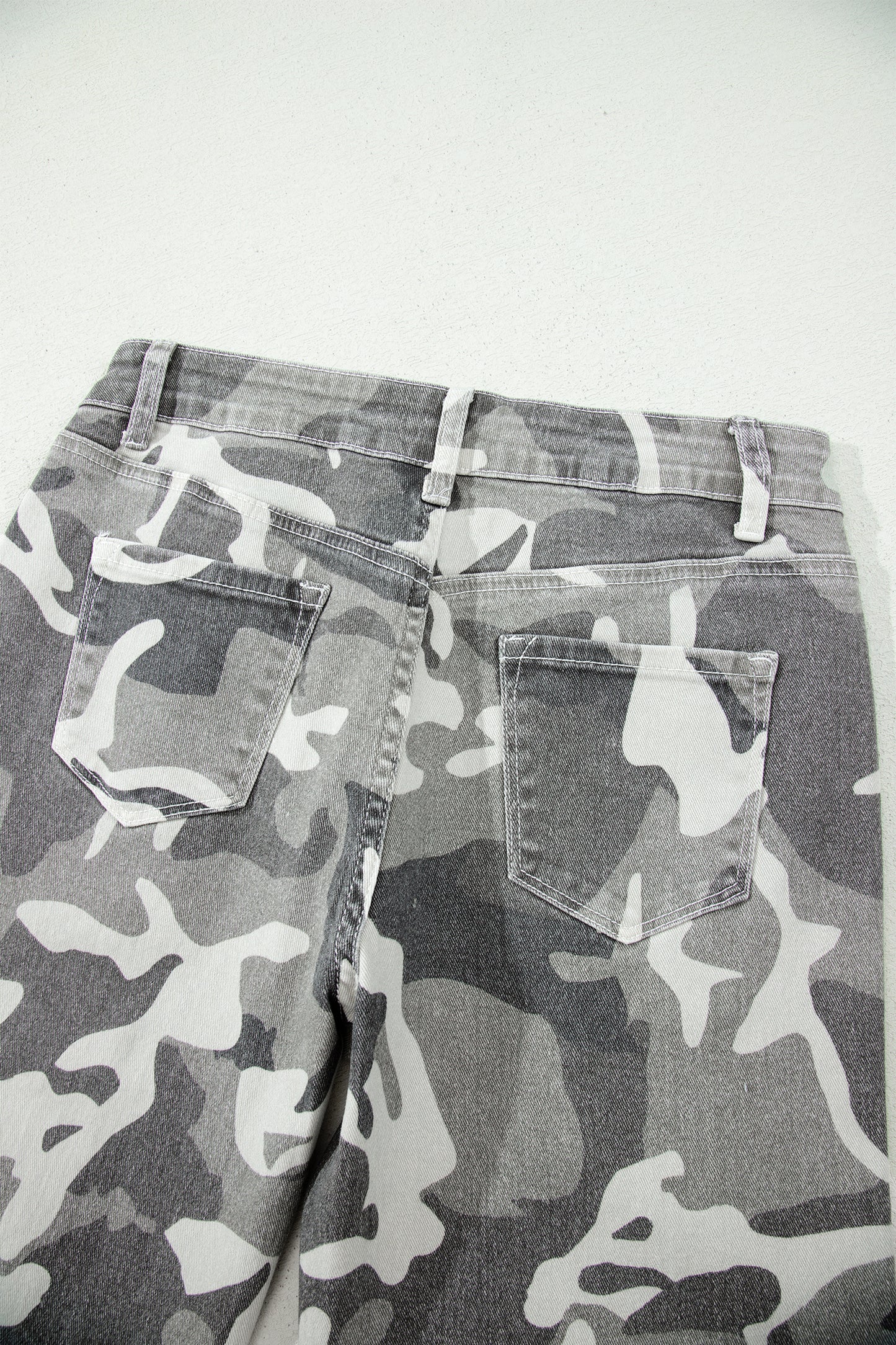 Green Camo Pattern Cotton Denim Shift Jeans-Bottoms/Jeans-[Adult]-[Female]-2022 Online Blue Zone Planet