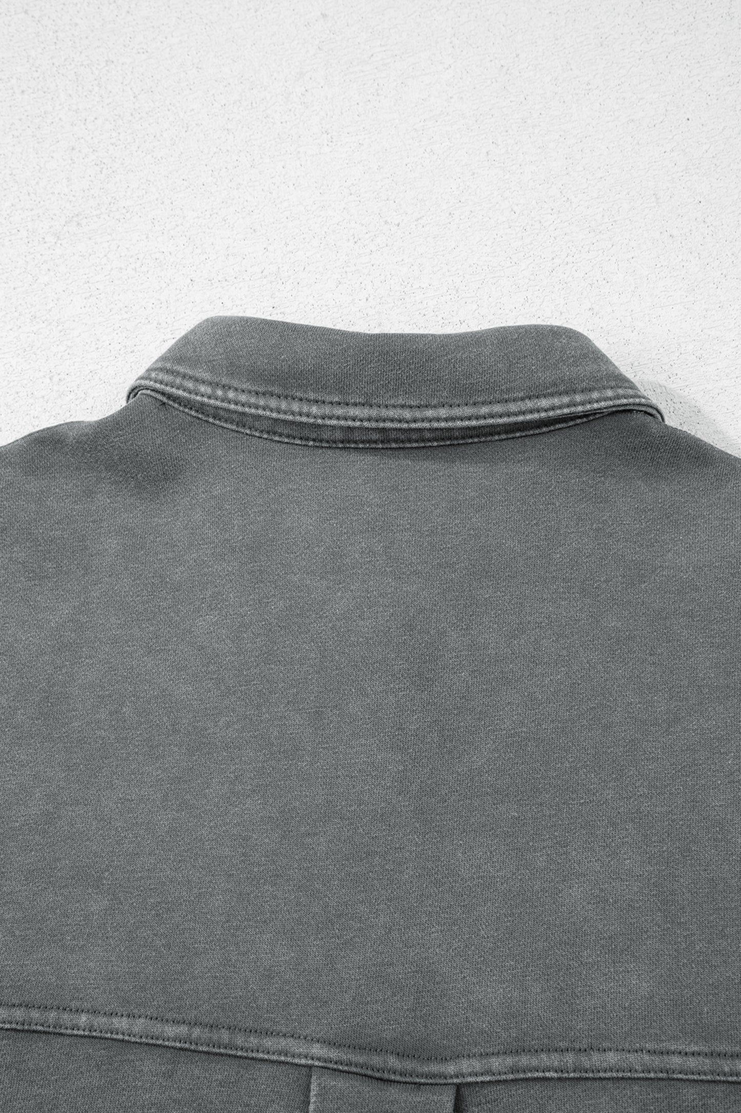 Medium Grey Mineral Wash Chest Pockets Drop Shoulder Shacket with Side Slit-Outerwear/Jackets-[Adult]-[Female]-2022 Online Blue Zone Planet