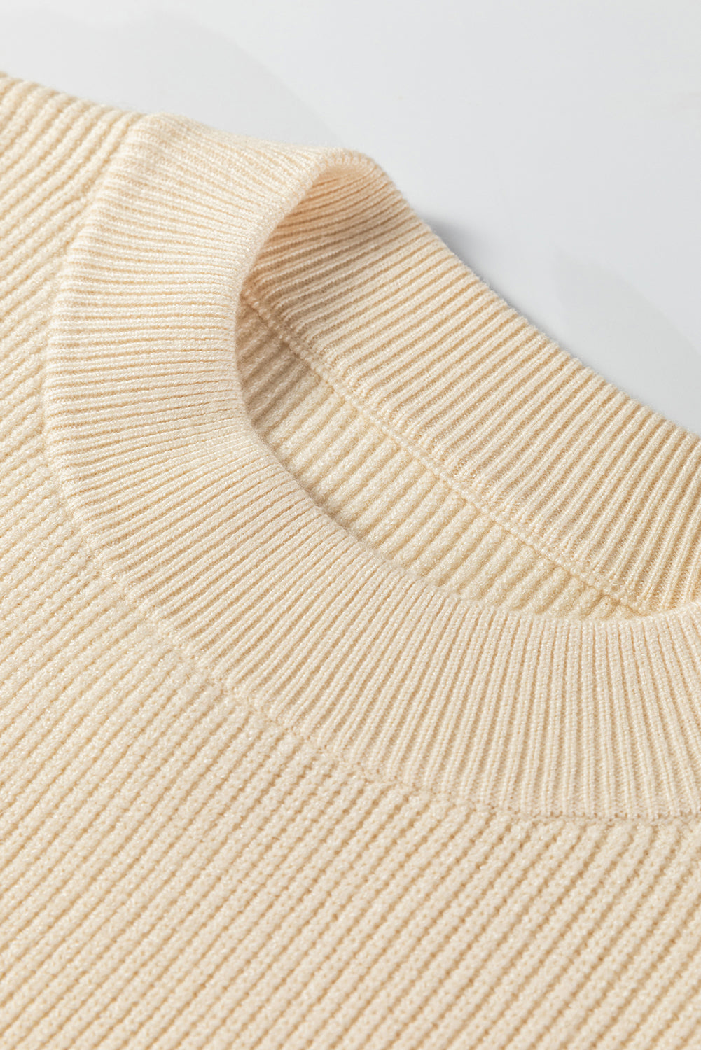 Beige Ribbed Knit Contrasted Stripe Detail Button Side Loose Sweater-Sweaters & Cardigans/Sweaters-[Adult]-[Female]-2022 Online Blue Zone Planet