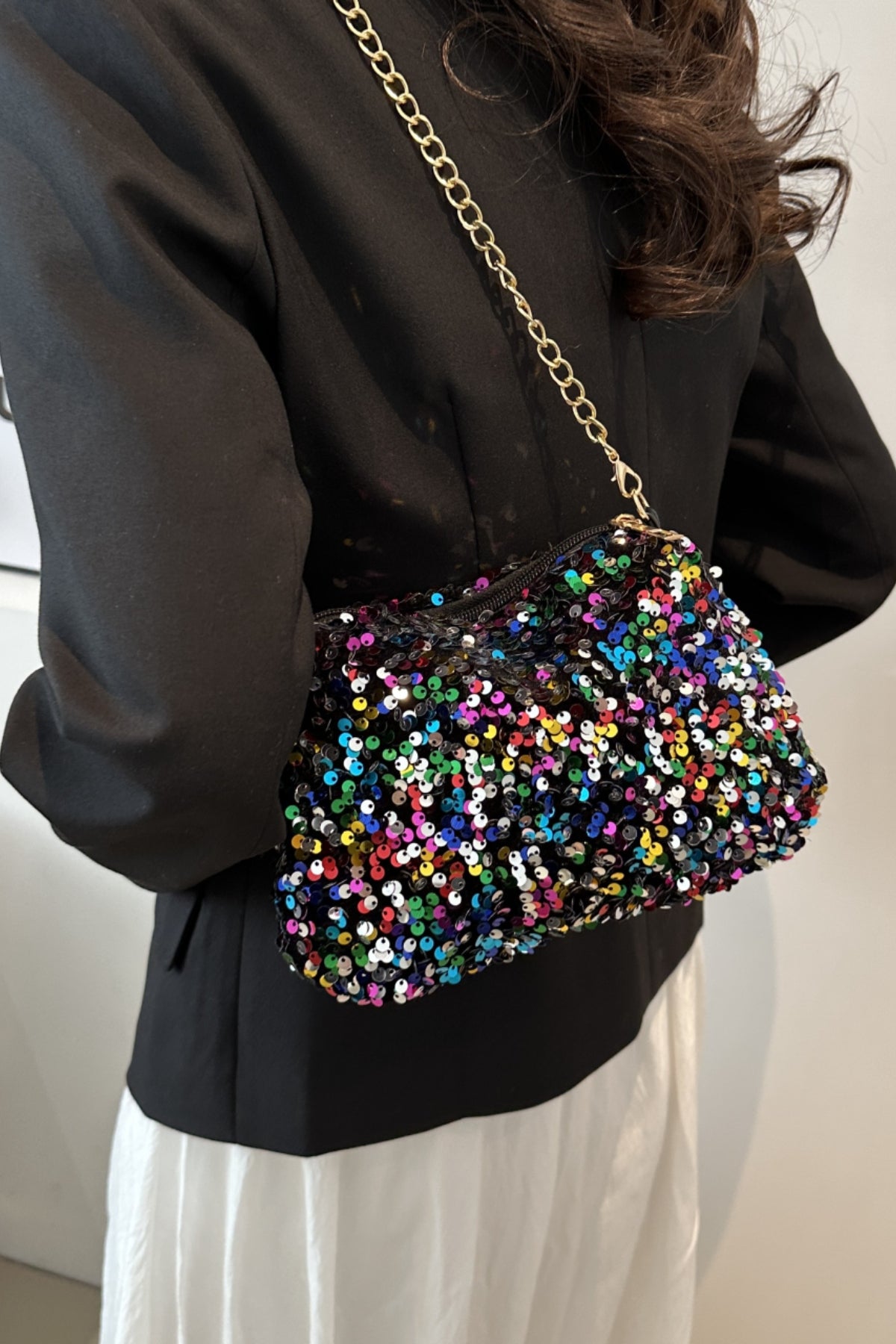 Sequin Removable Strap Shoulder Bag-HANDBAGS-[Adult]-[Female]-Multicolor-One Size-2022 Online Blue Zone Planet