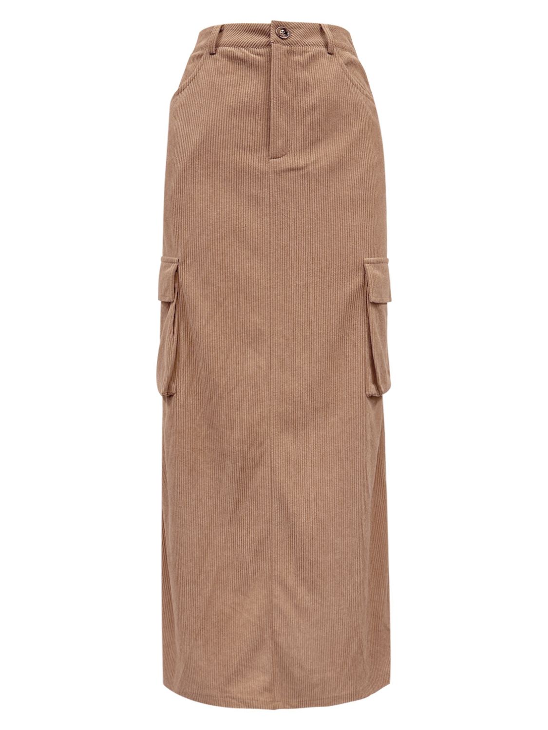 Blue Zone Planet | Slit Corduroy Maxi Skirt with Pockets-TOPS / DRESSES-[Adult]-[Female]-2022 Online Blue Zone Planet